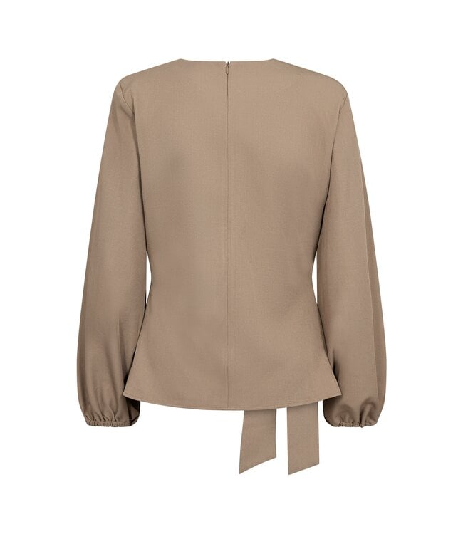 LunaCC Tie Blouse Taupe by Co' couture