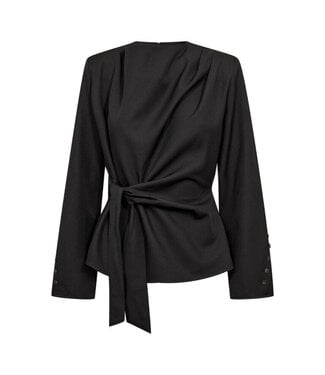Co' couture LunaCC Pleat Tie Blouse Black by Co' couture