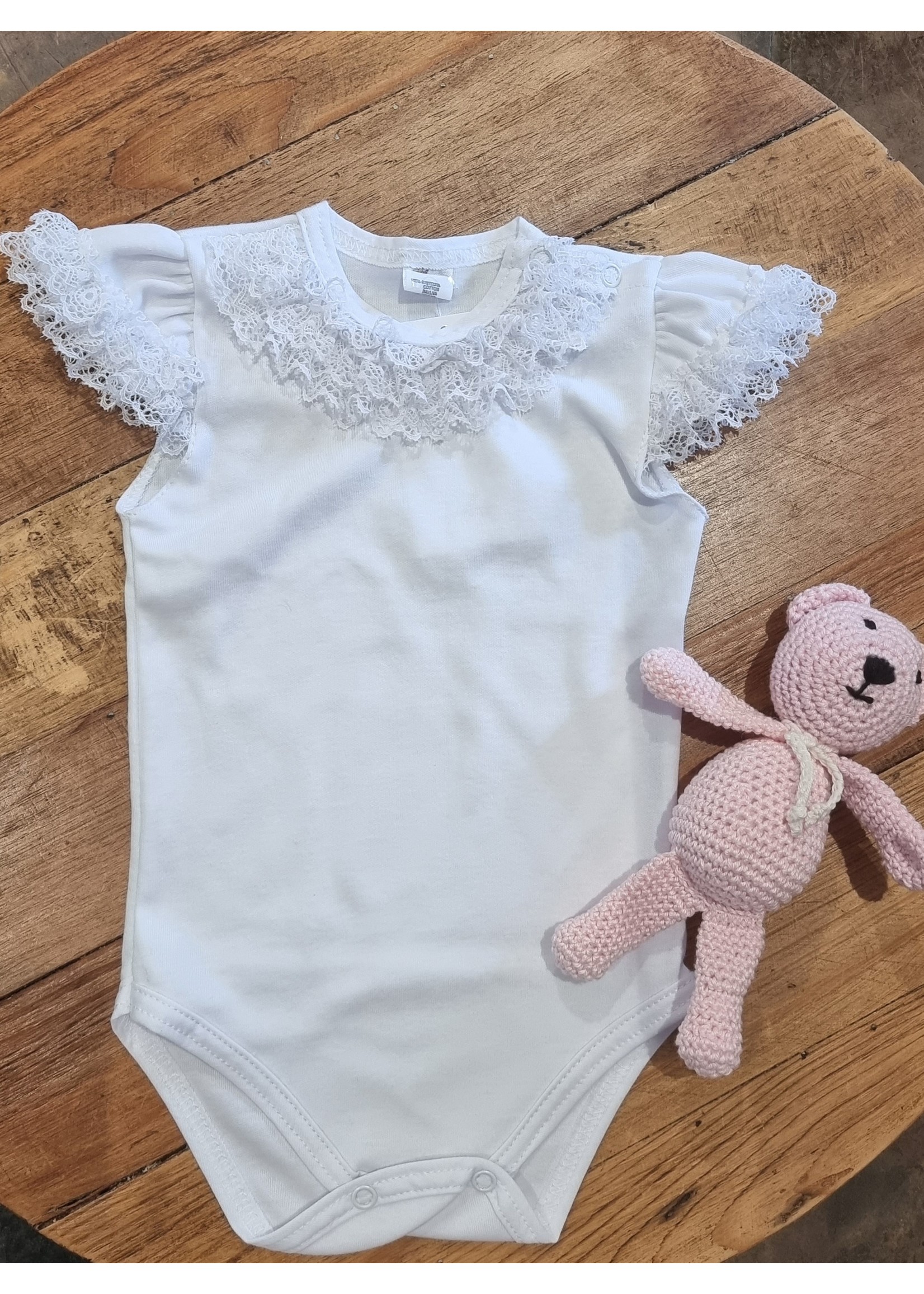 Witte body kort mouwtje met kant