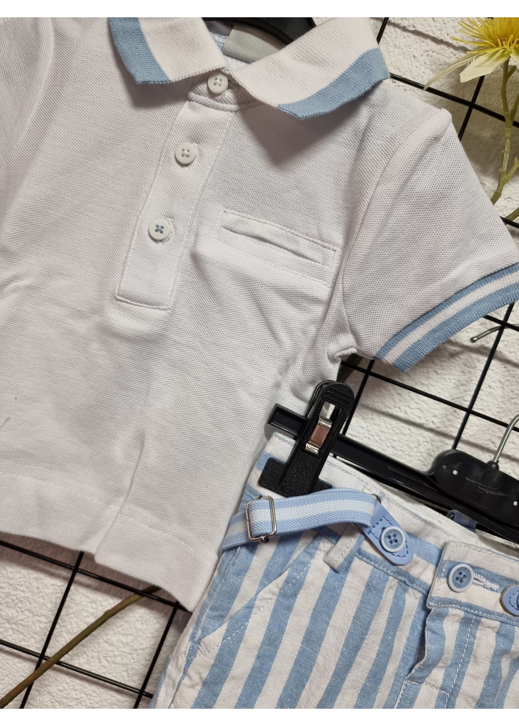 Boboli Polo shirt Rick wit/lichtblauw