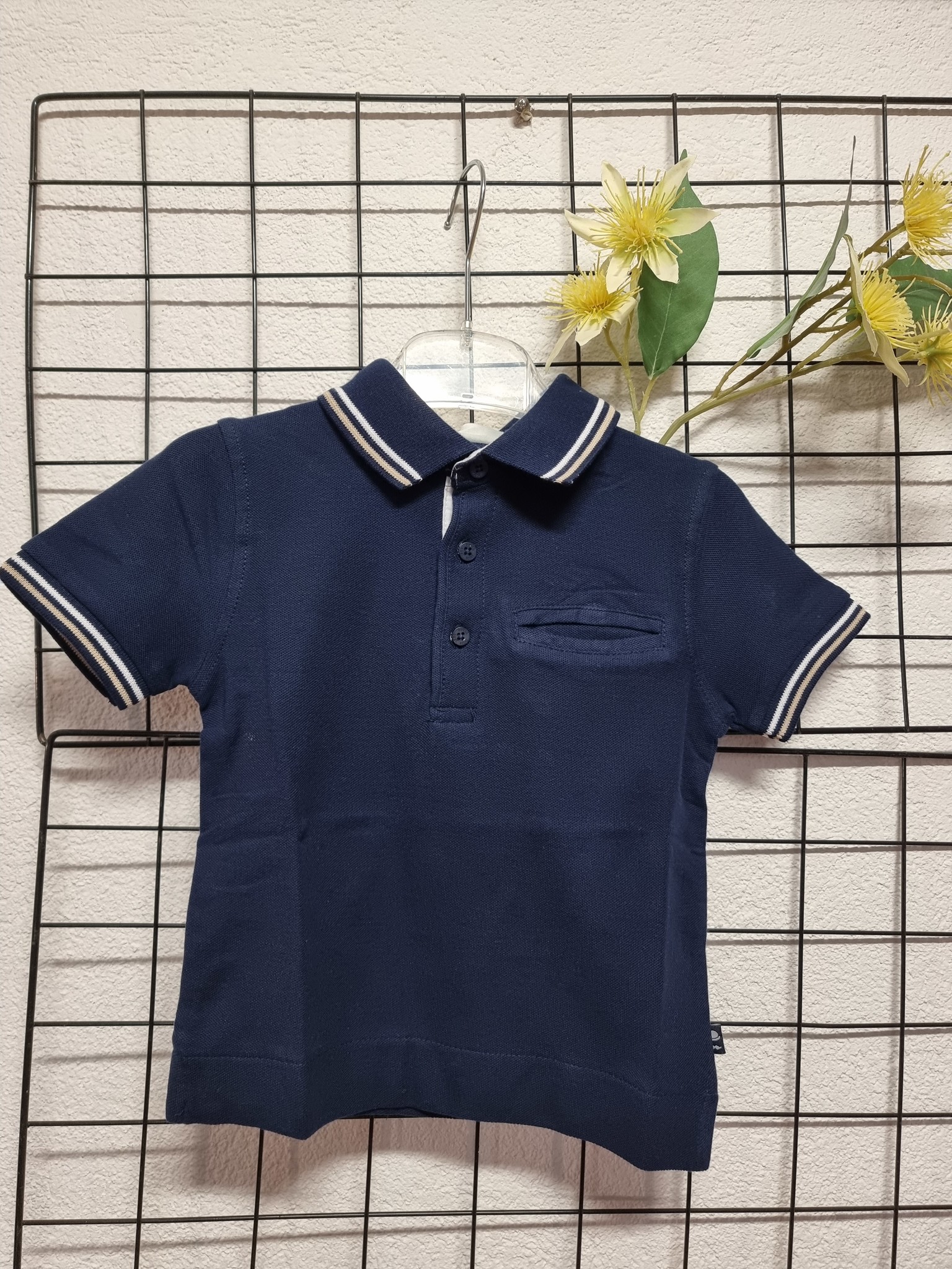 Polo shirt donkerblauw beige Rick