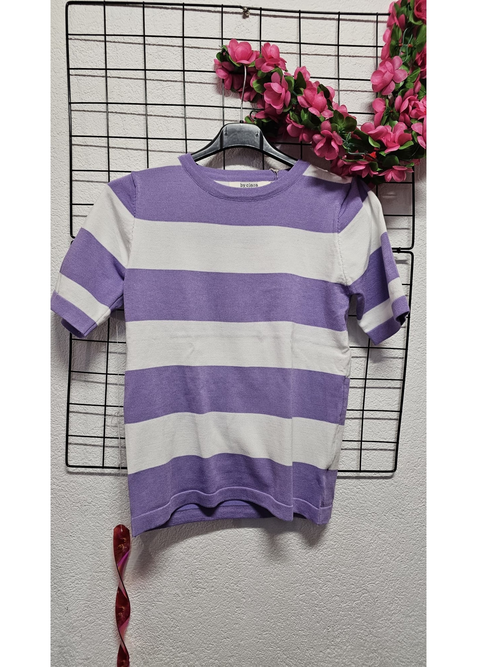 Knitwear top Lila/Wit brede streep