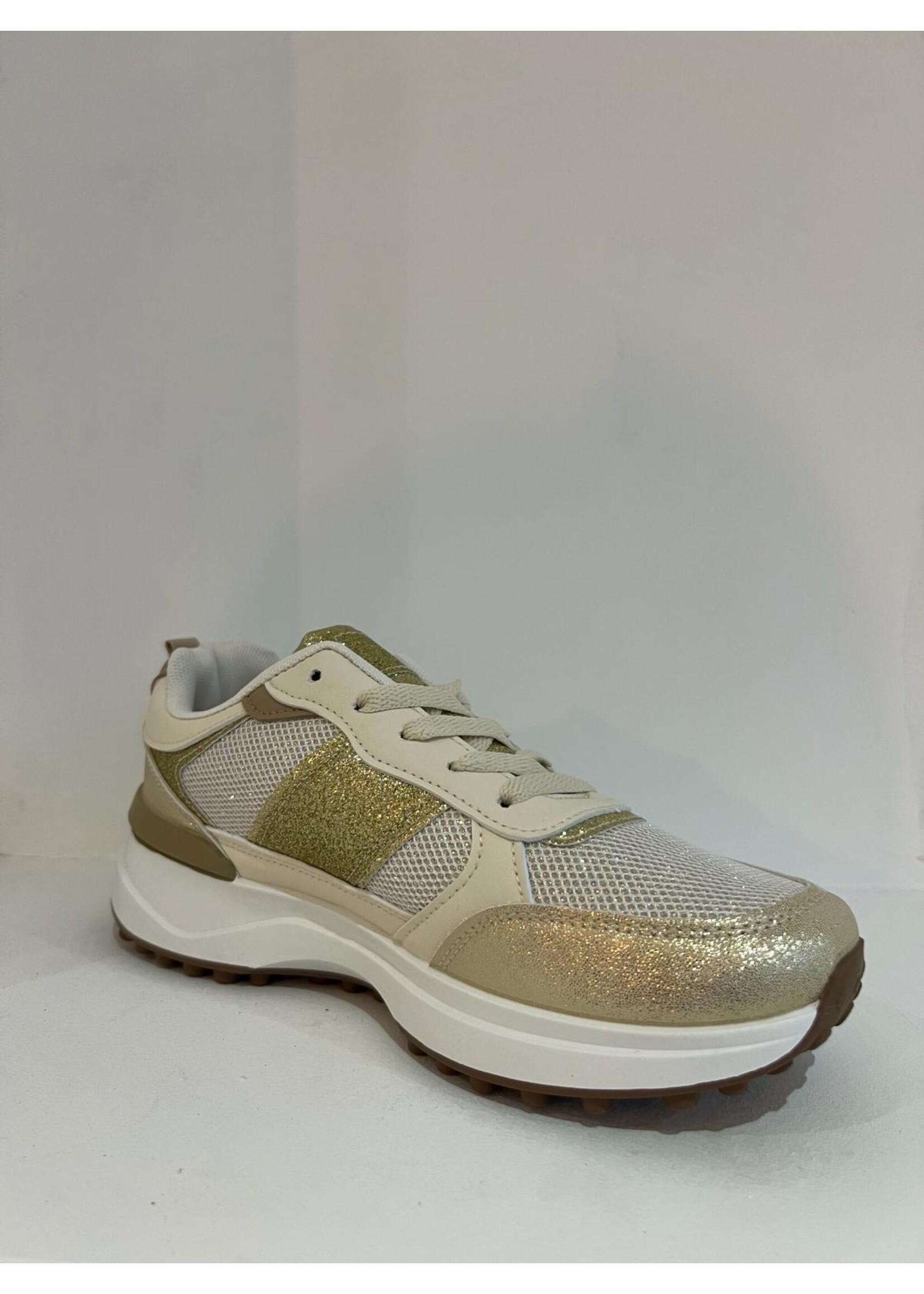 Lucky shoes Sneaker Beige Goudglinster