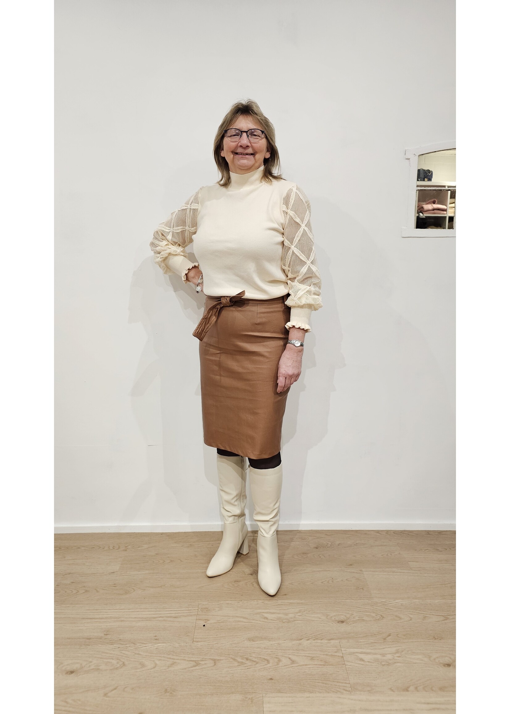 GentleFashion Leatherlook rok Cognac