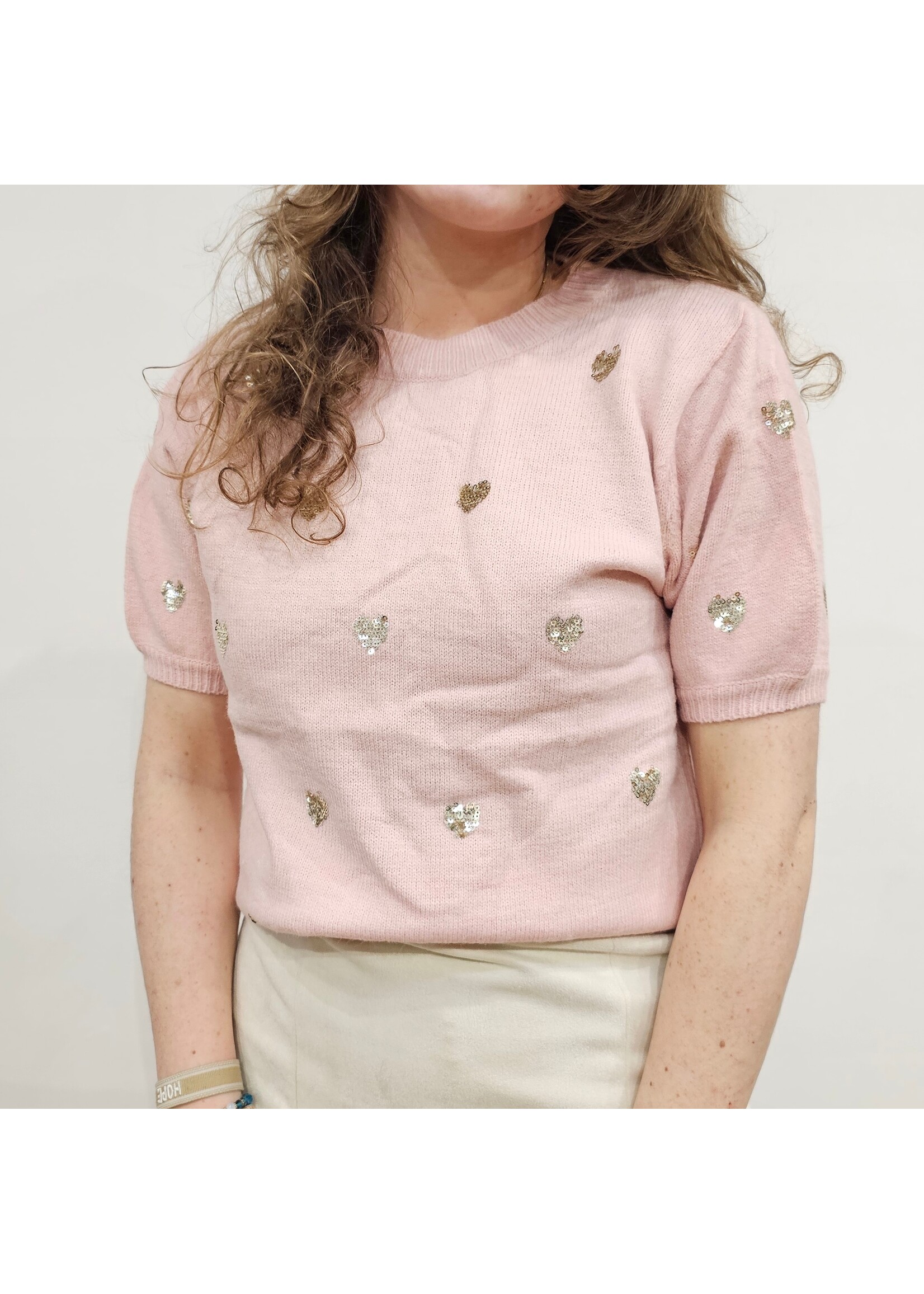 Flamant Rose Knitwear top Roze hartjes