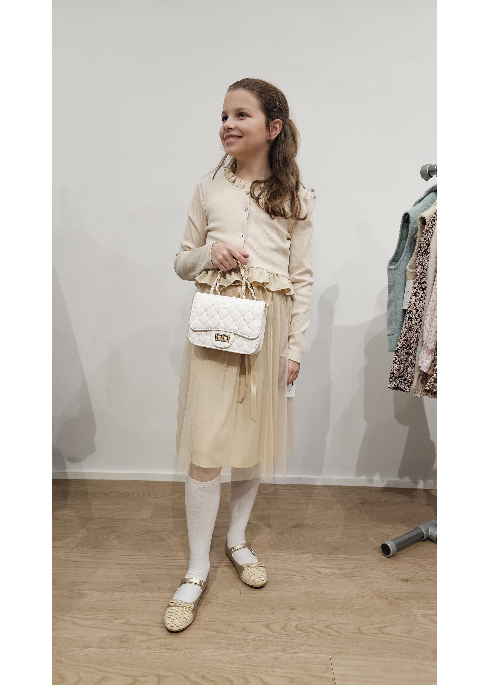 Lange tule rok Beige