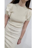 Beige knitwear met broderie ruffle