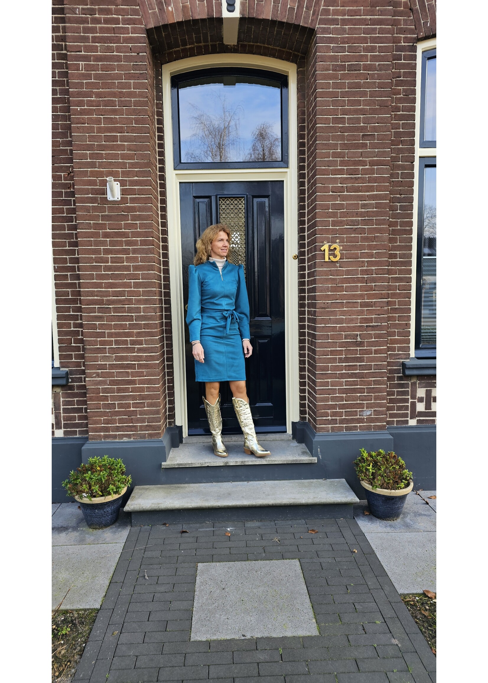 GentleFashion Suedine jurk met pomouw Aqua groen