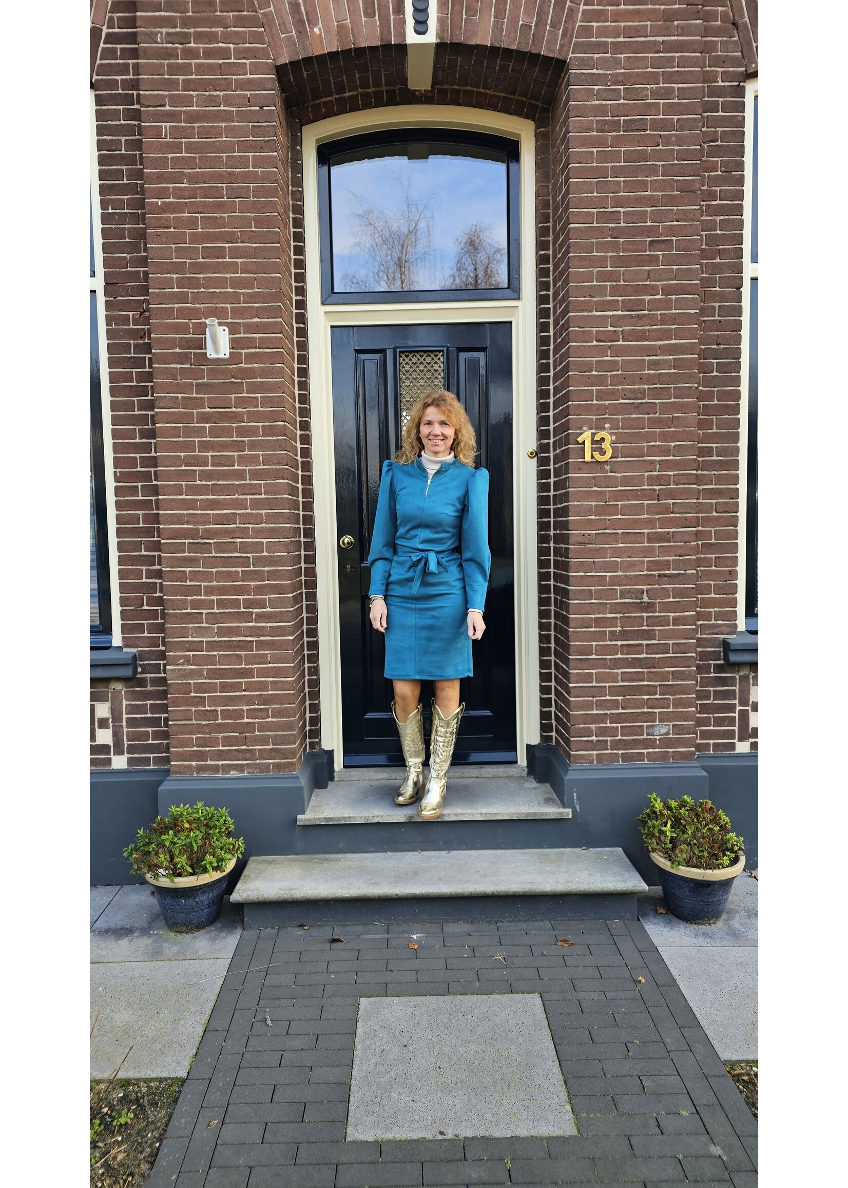 GentleFashion Suedine jurk met pomouw Aqua groen