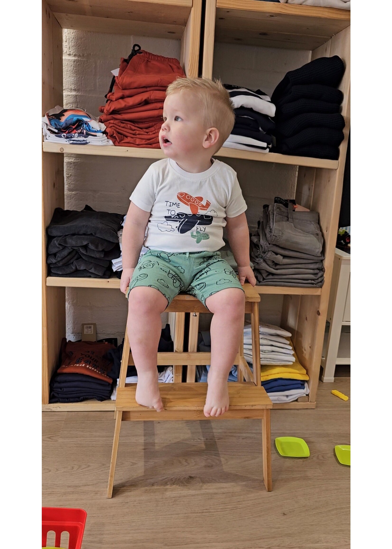 Blue Seven Baby short vliegtuig groen