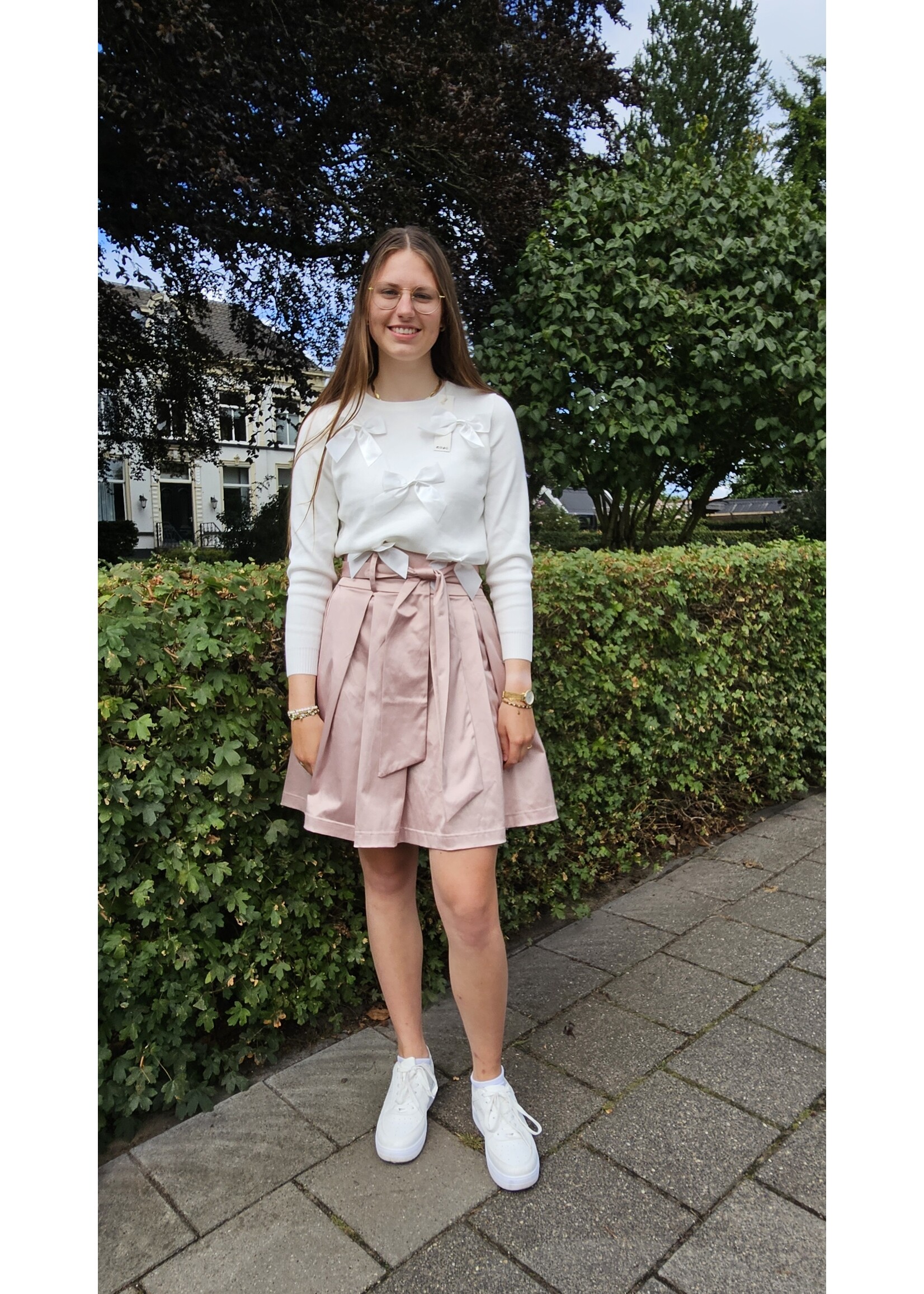 Satin skirt met brede ceintuur