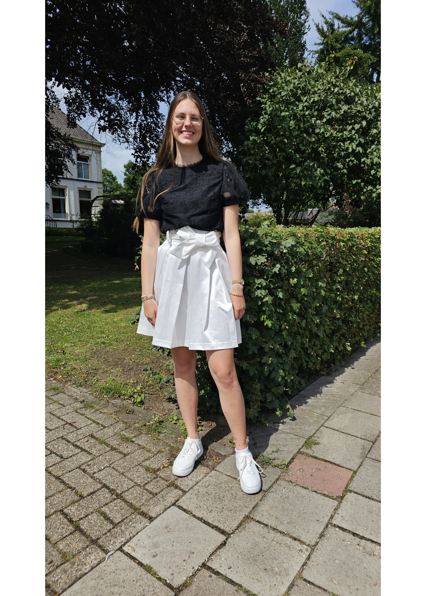 Satin skirt met brede ceintuur