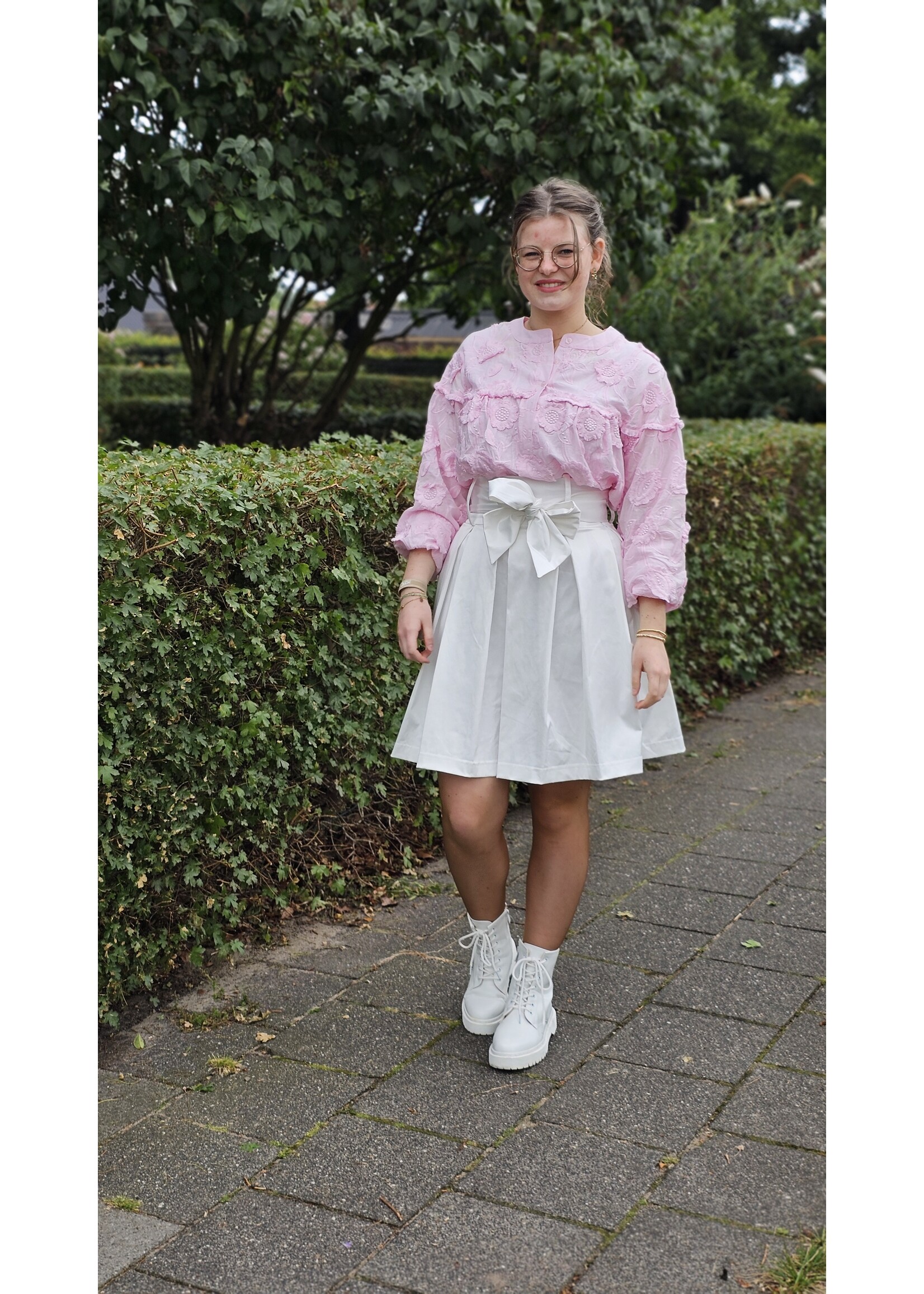 Satin skirt met brede ceintuur