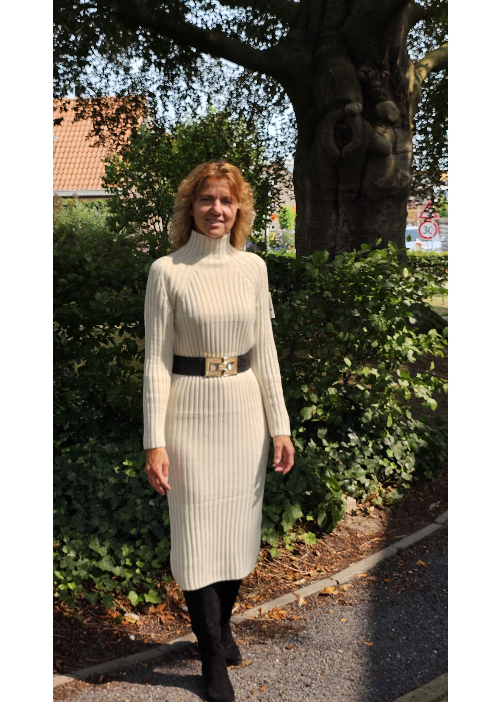 Knitwear dress met col