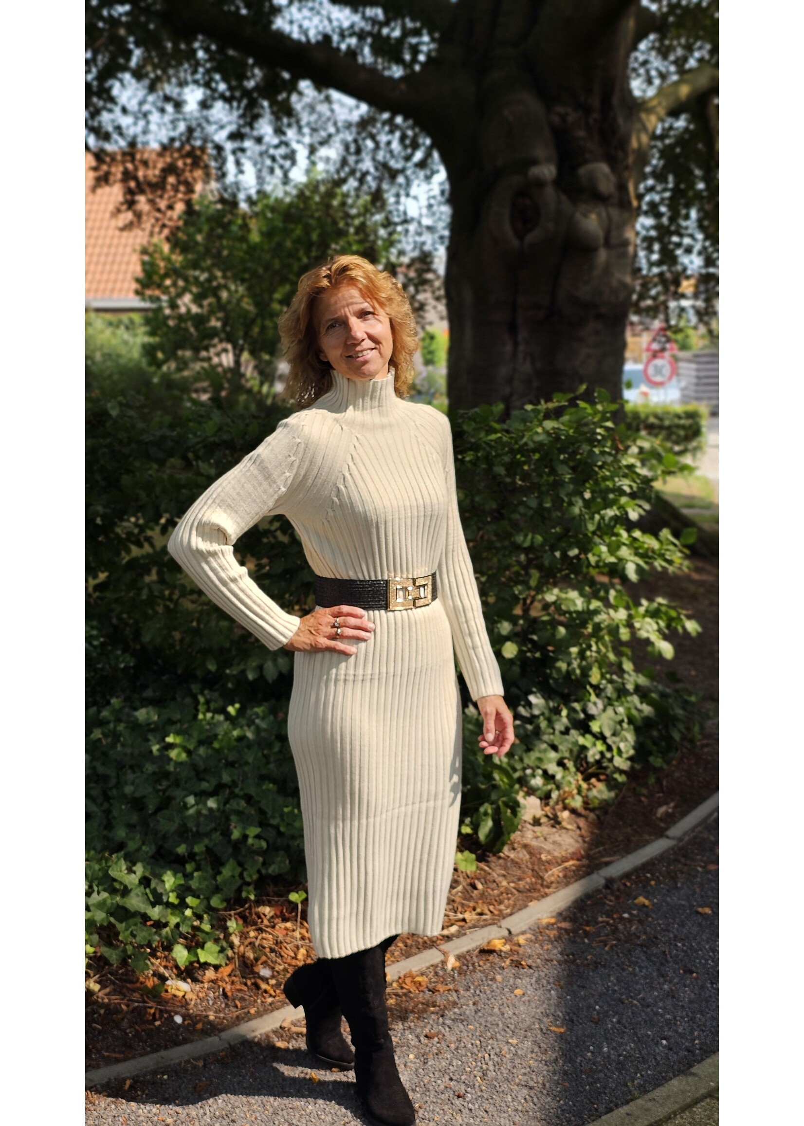 Knitwear dress met col