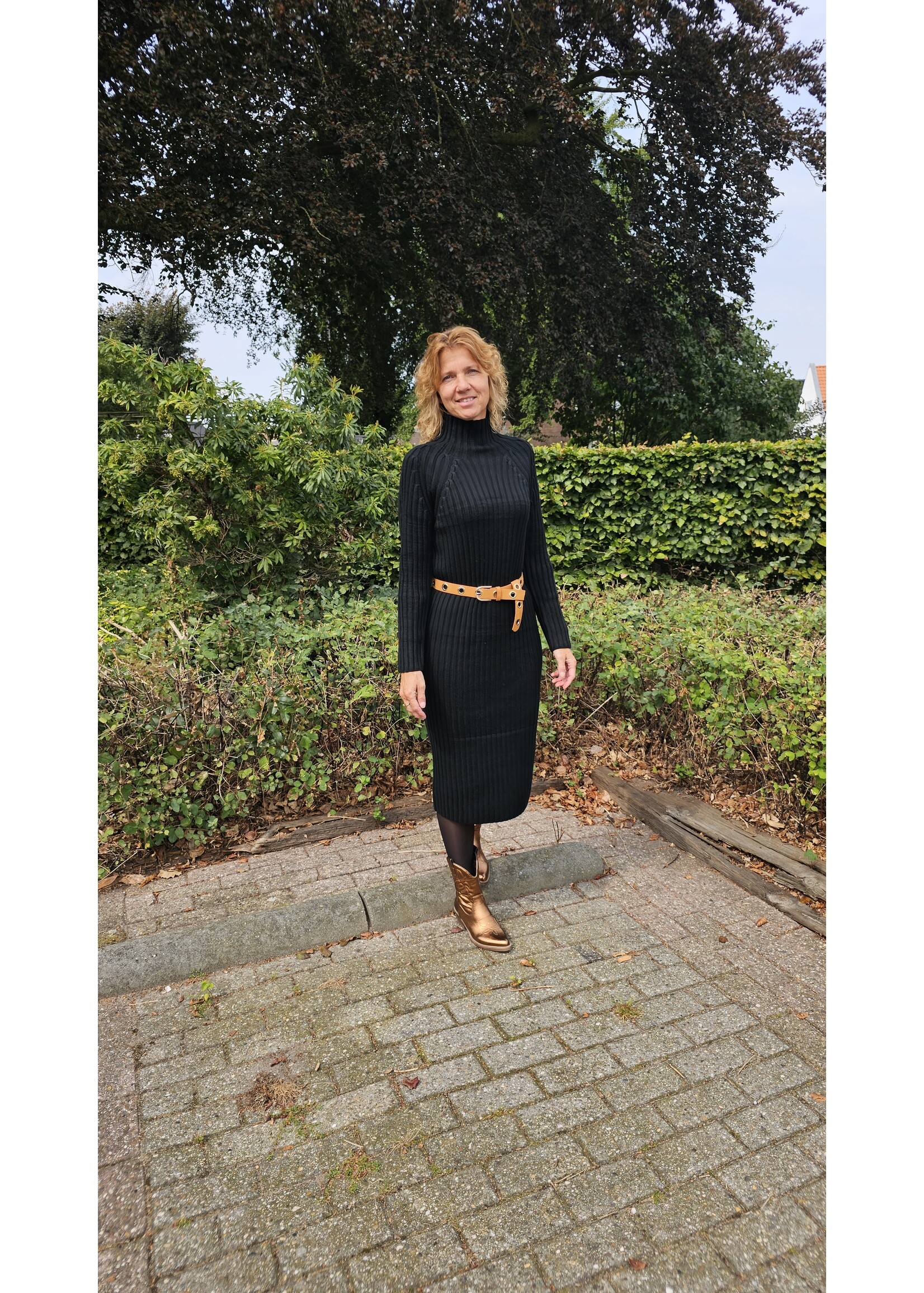 Knitwear dress met col