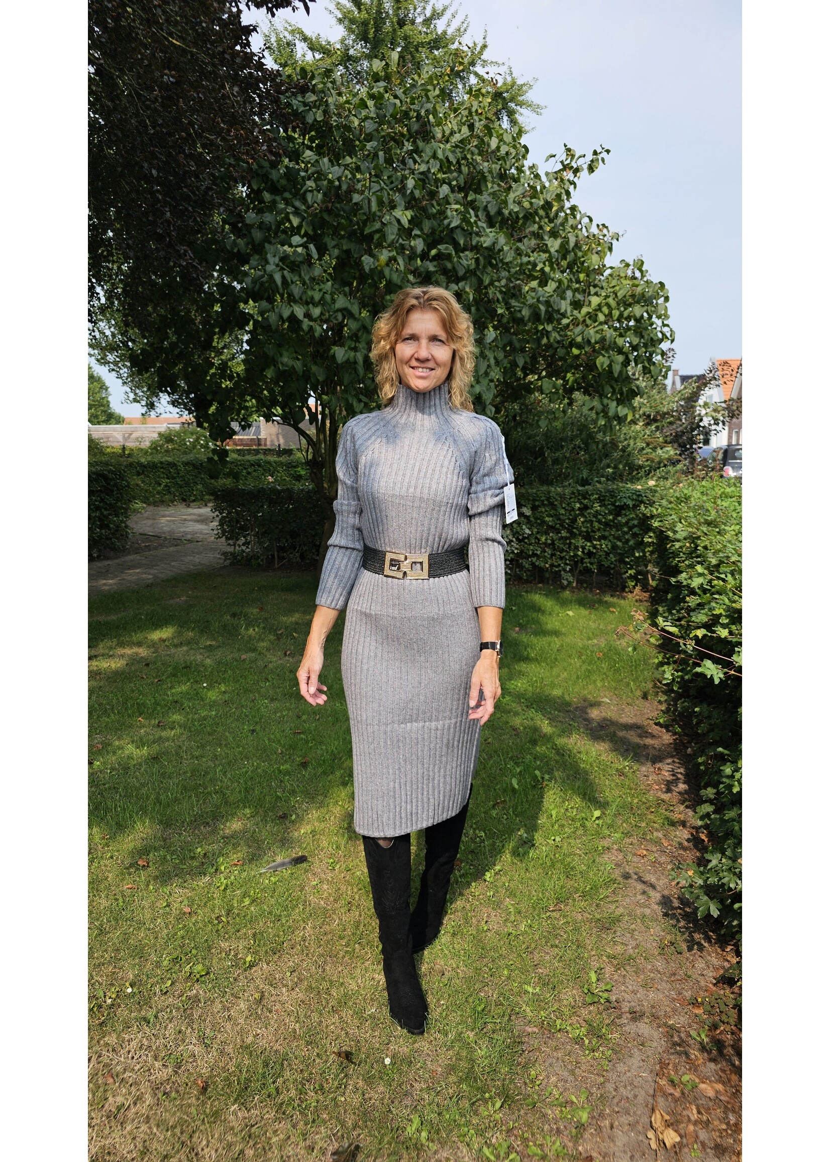 Knitwear dress met col