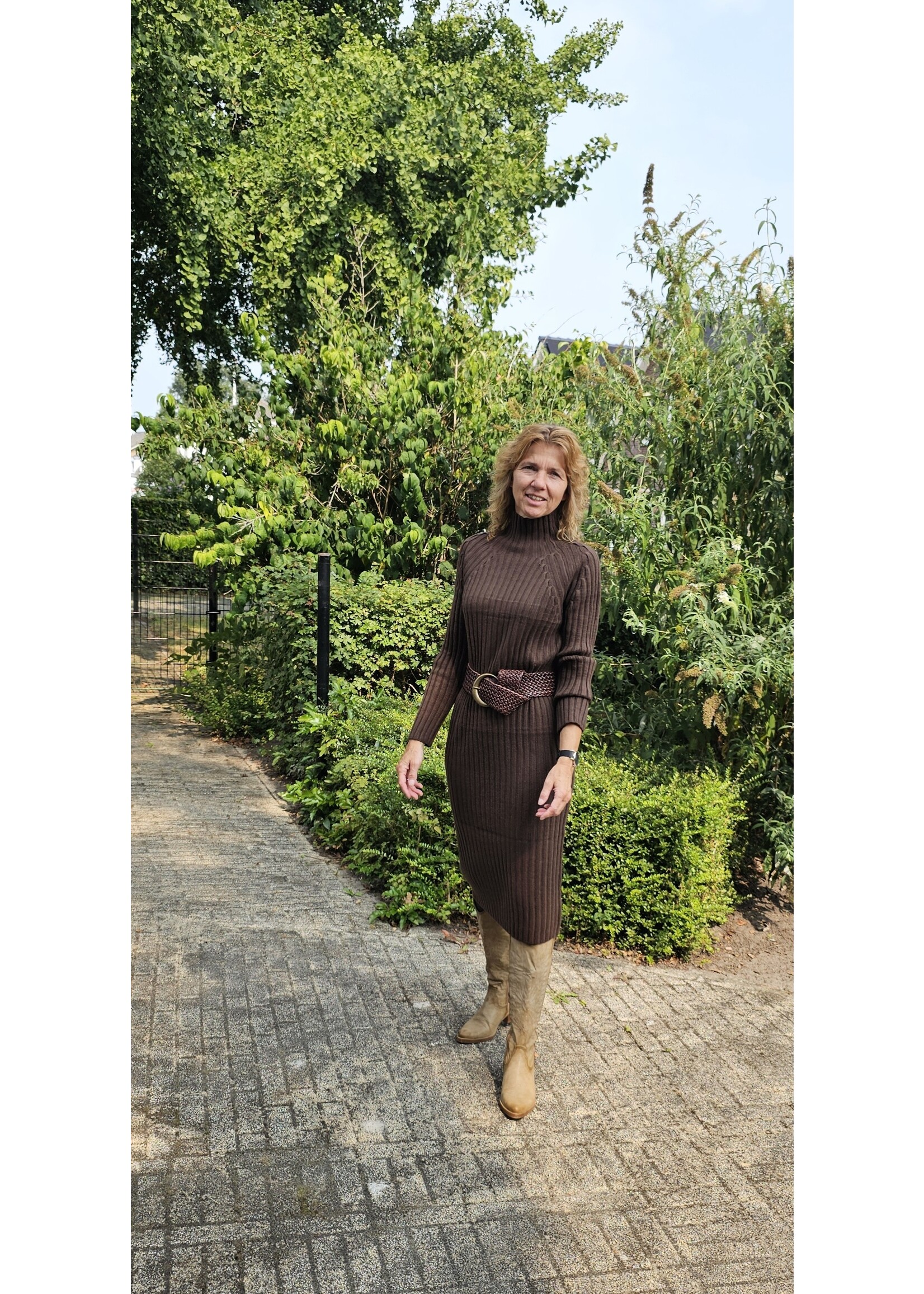 Knitwear dress met col