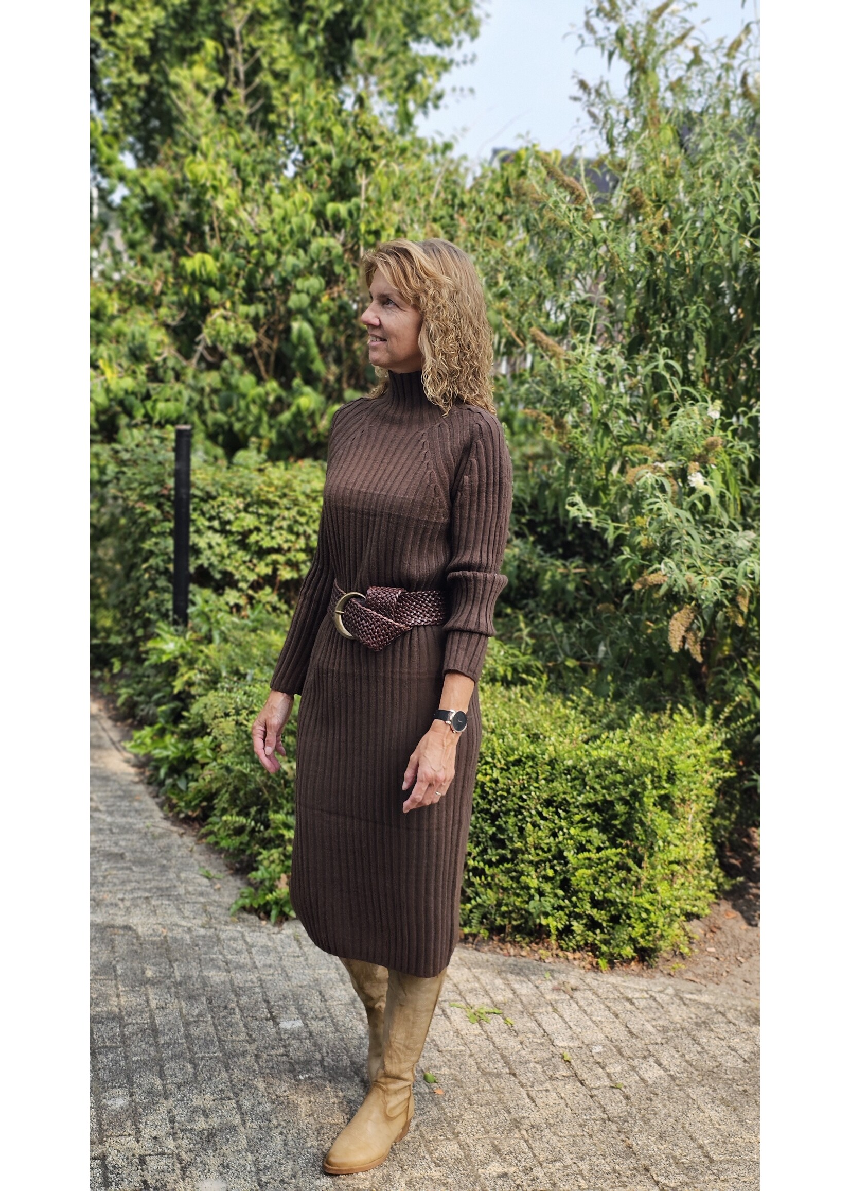 Knitwear dress met col