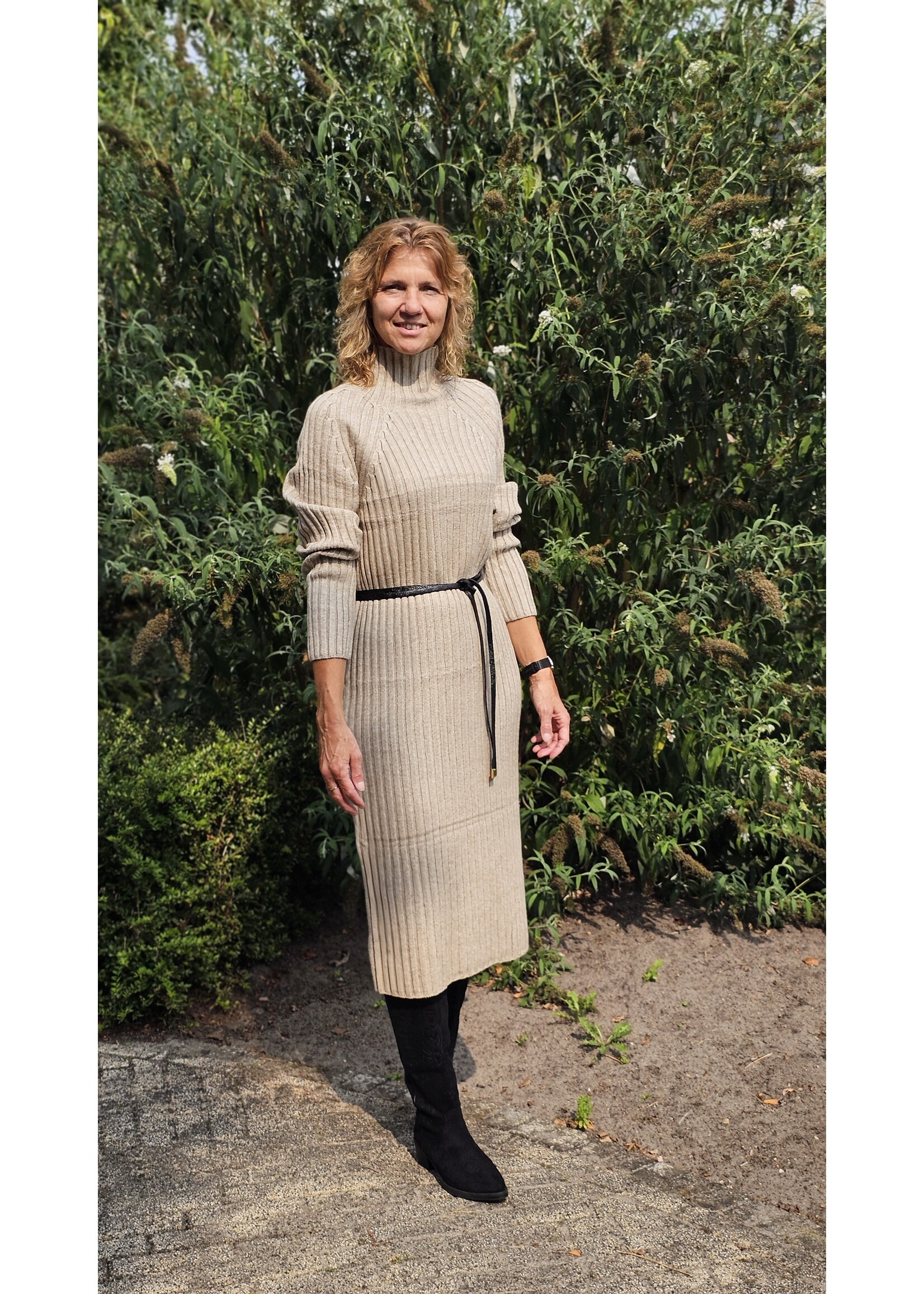 Knitwear dress met col