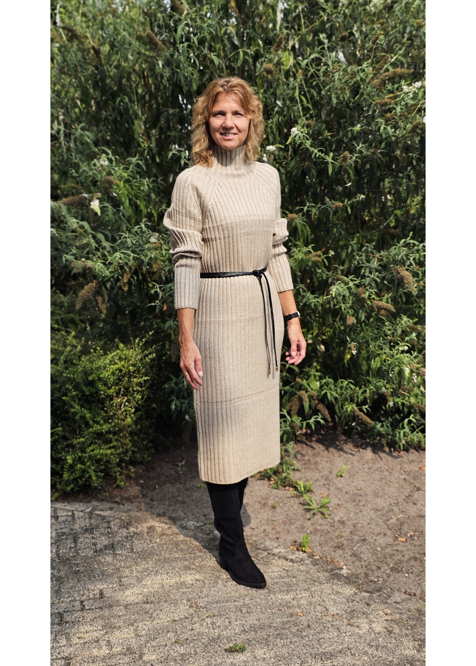 Knitwear dress met col