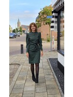 Travel dress met pofmouw en rits groen