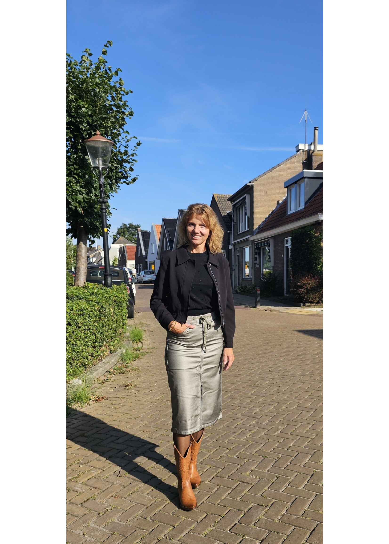 Leatherlook metallic rok twee kleuren