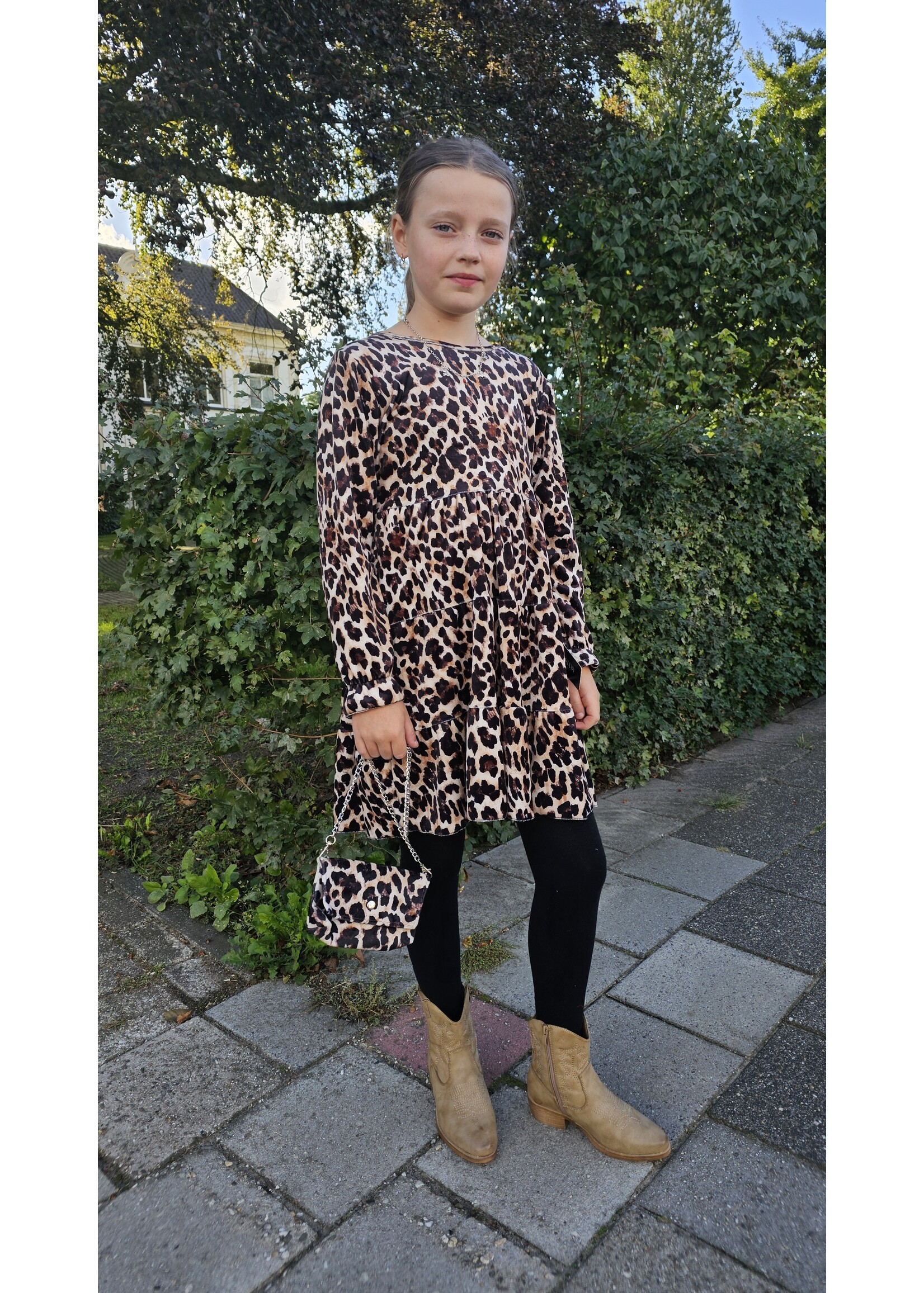 Panter velvet jurk met tasje