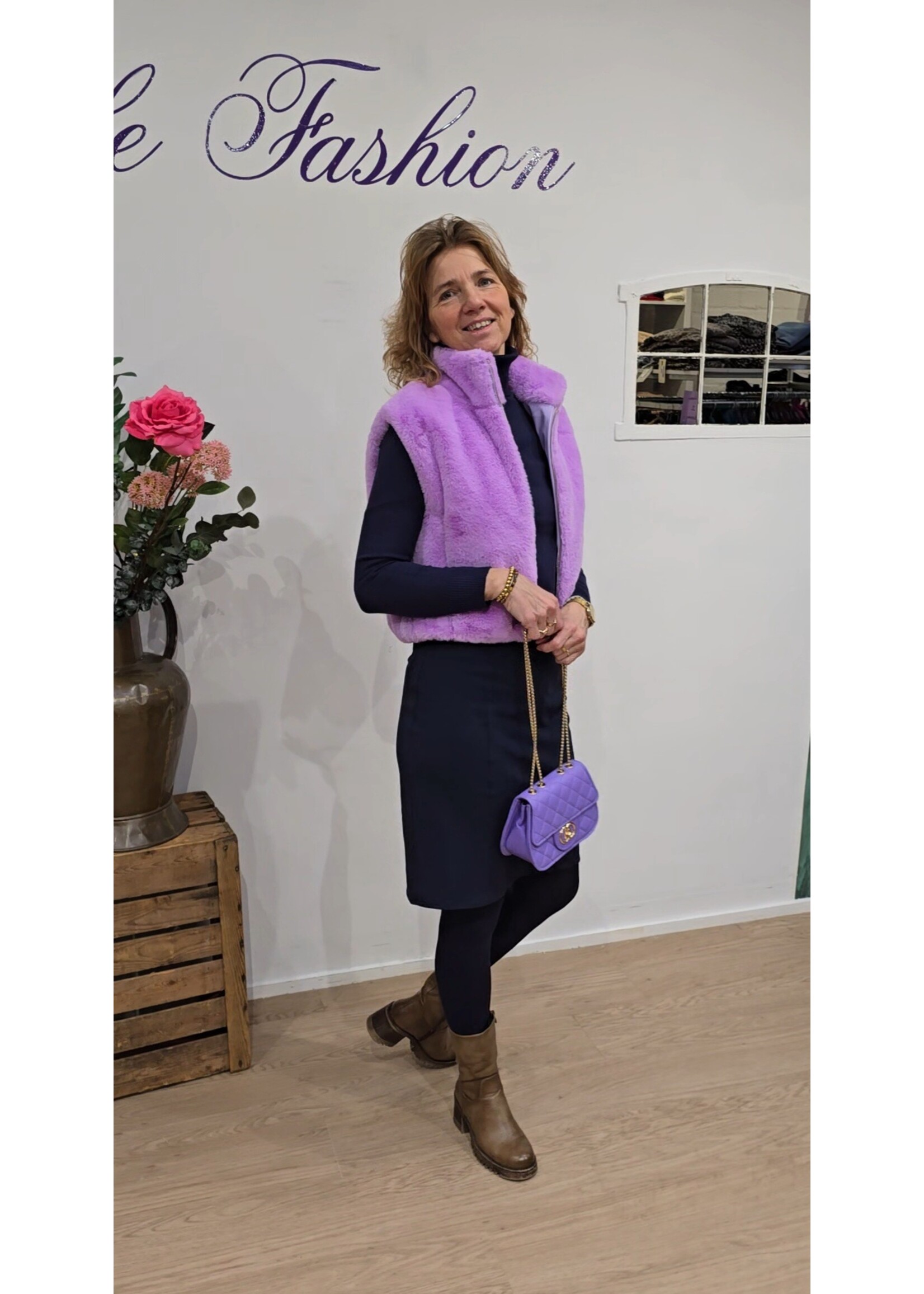 Bont bodywarmer zonder klepjes