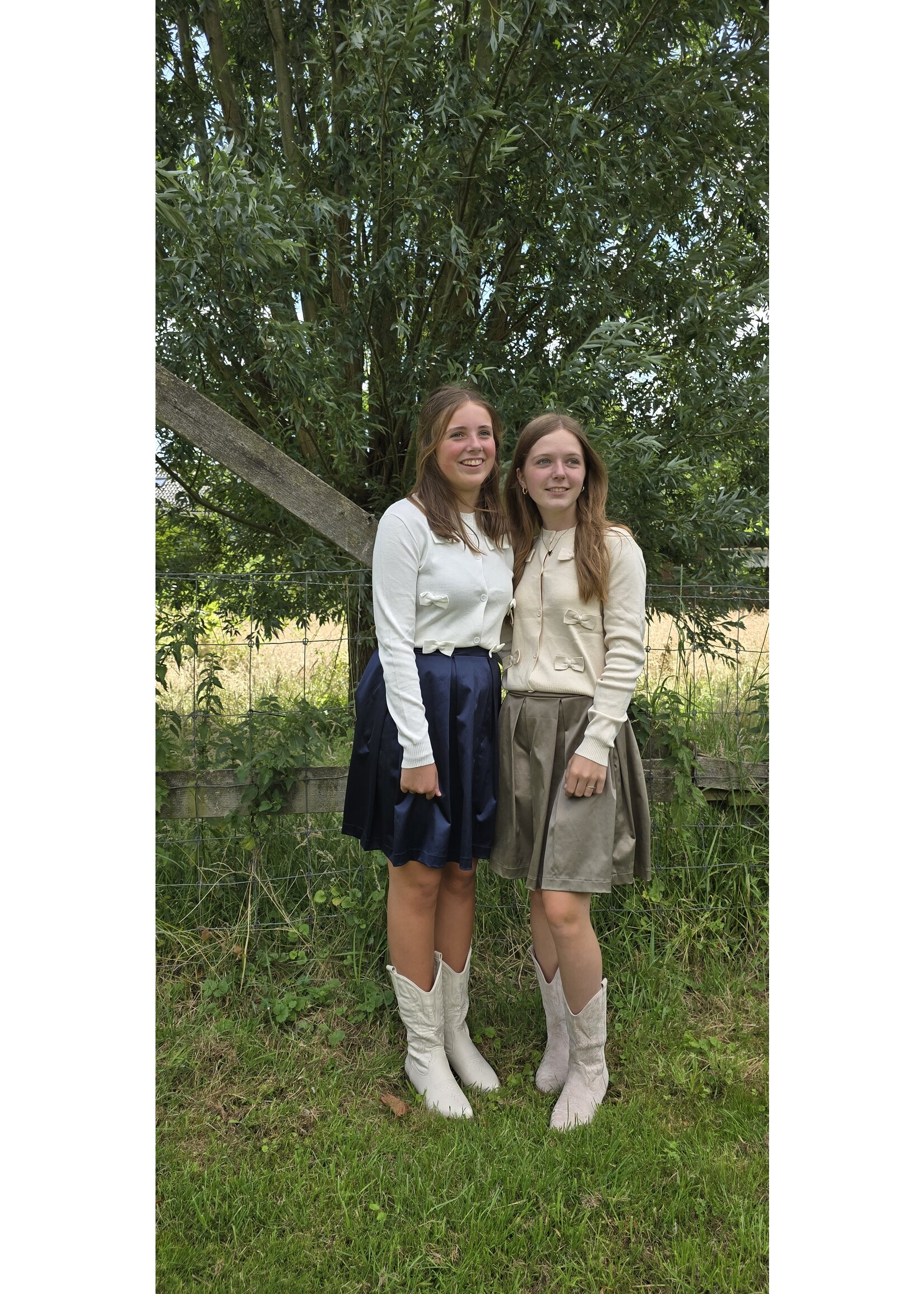 Satijn plooi rok twee kleuren