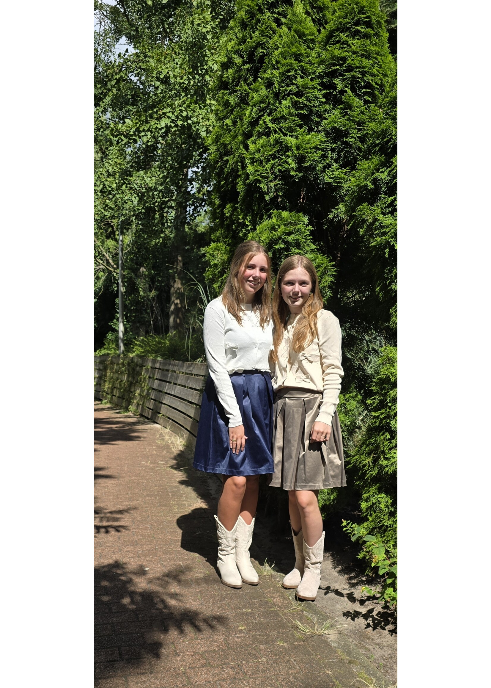 Satijn plooi rok twee kleuren