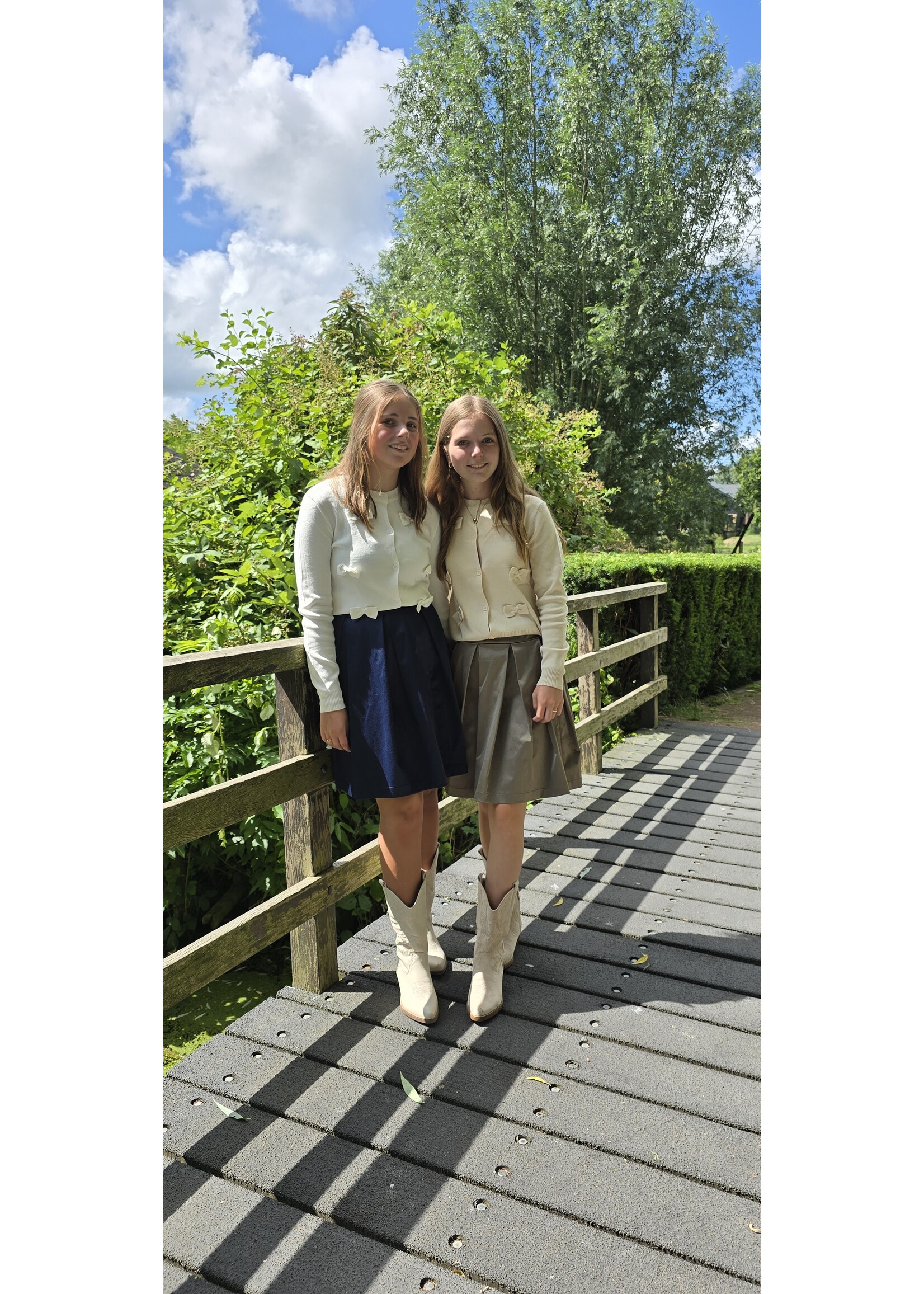 Satijn plooi rok twee kleuren