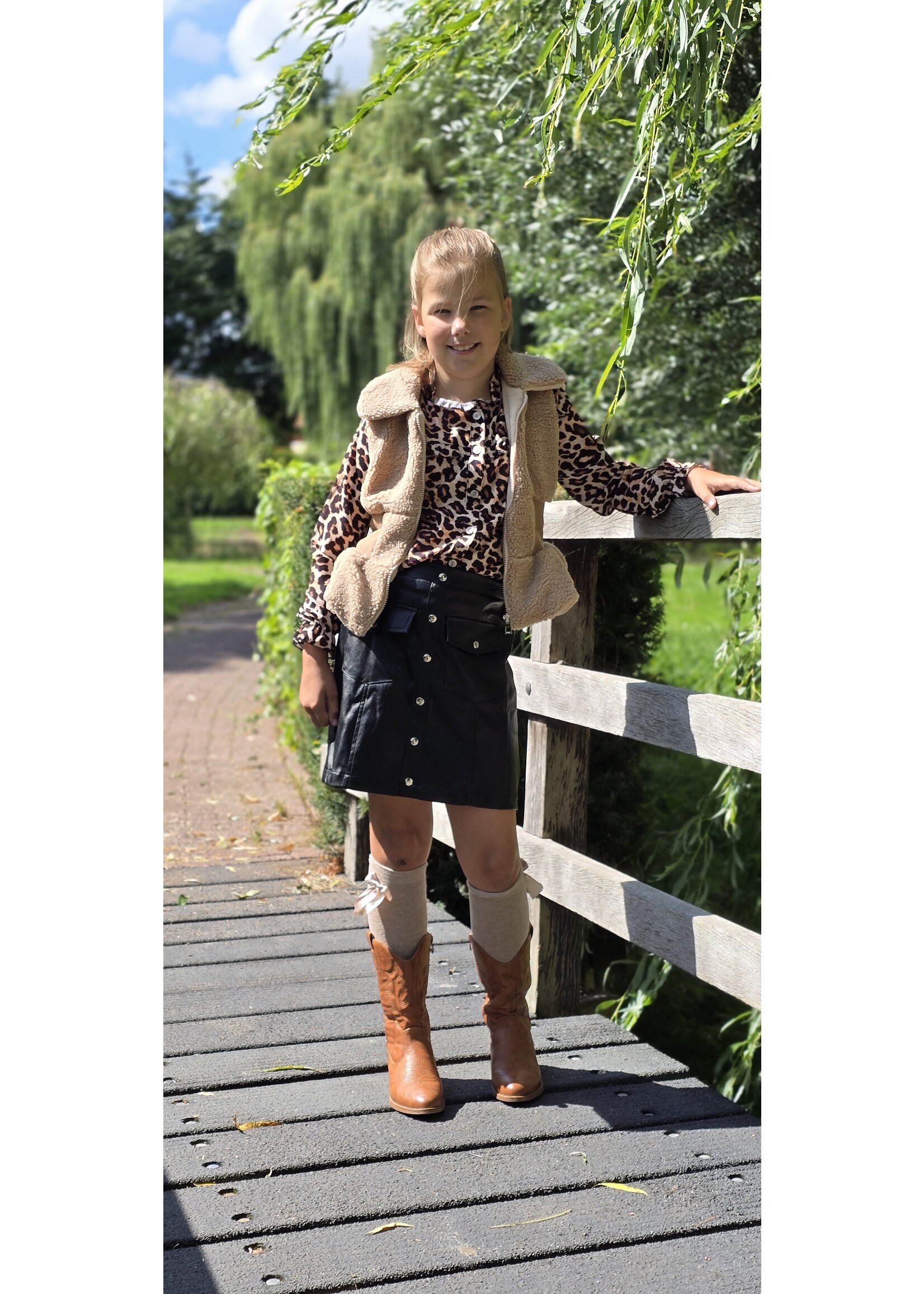 Leatherlook rokje twee kleuren