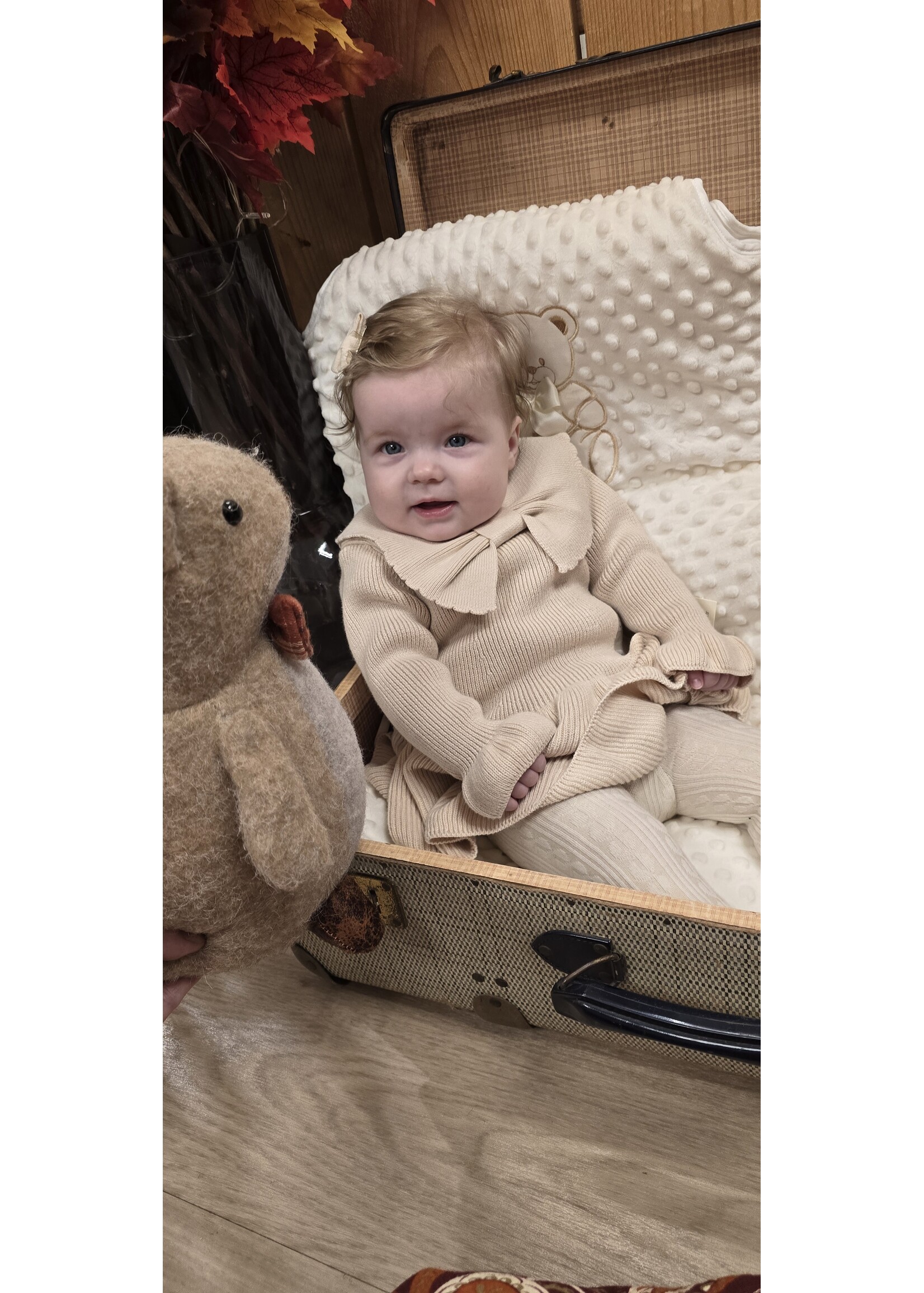 Gebreid jurkje met strik