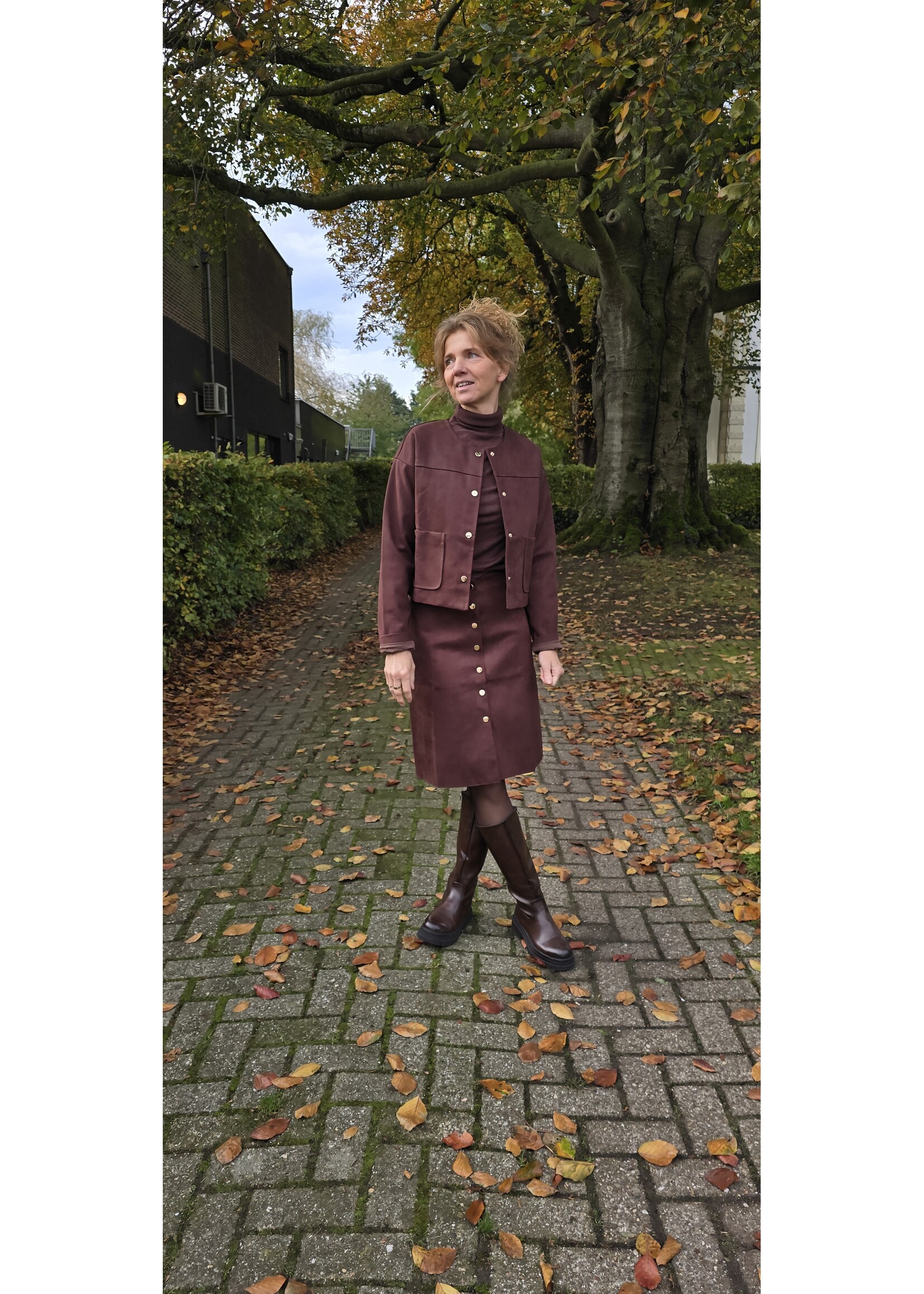 Suédine rok twee kleuren