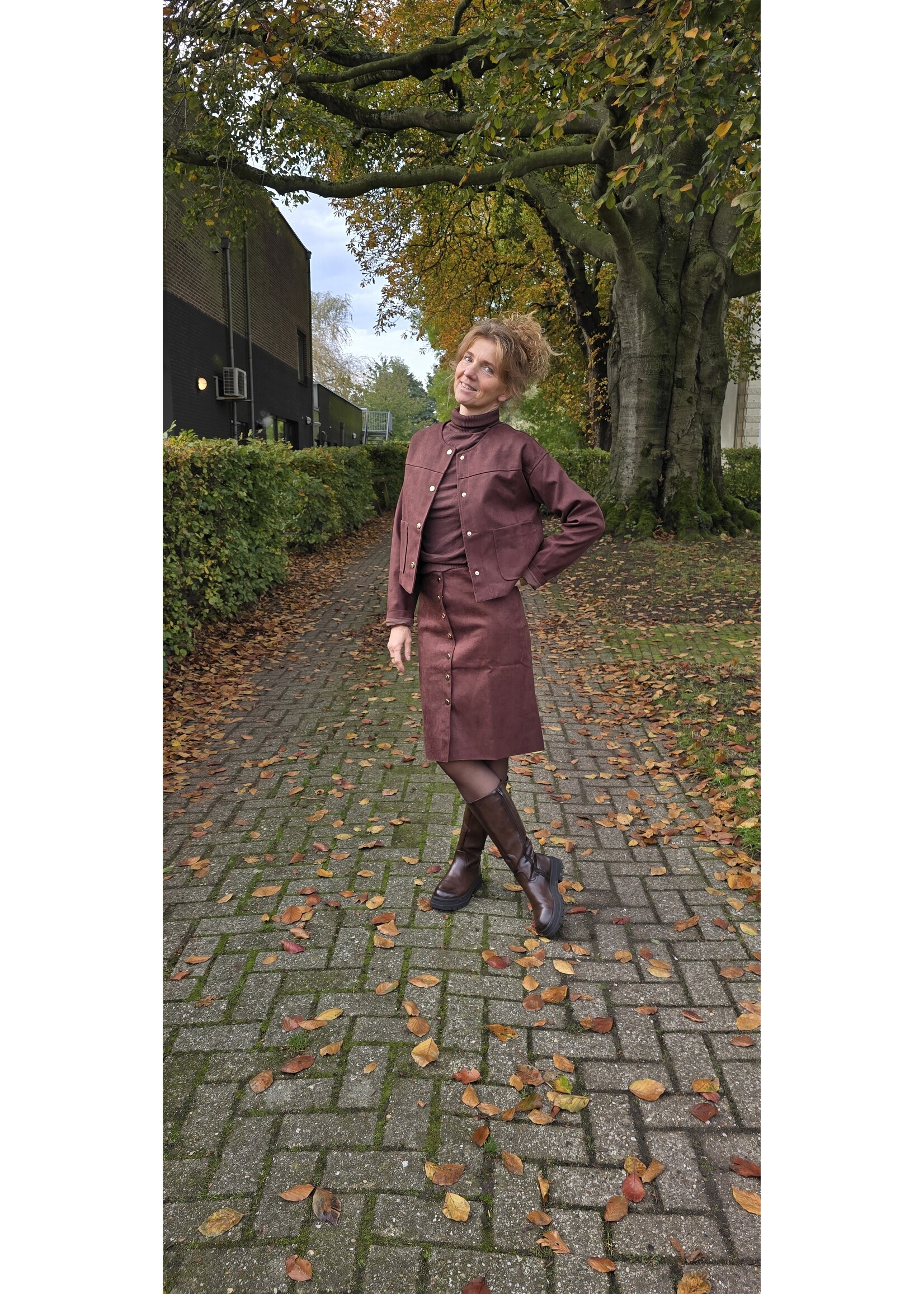 Suédine rok twee kleuren