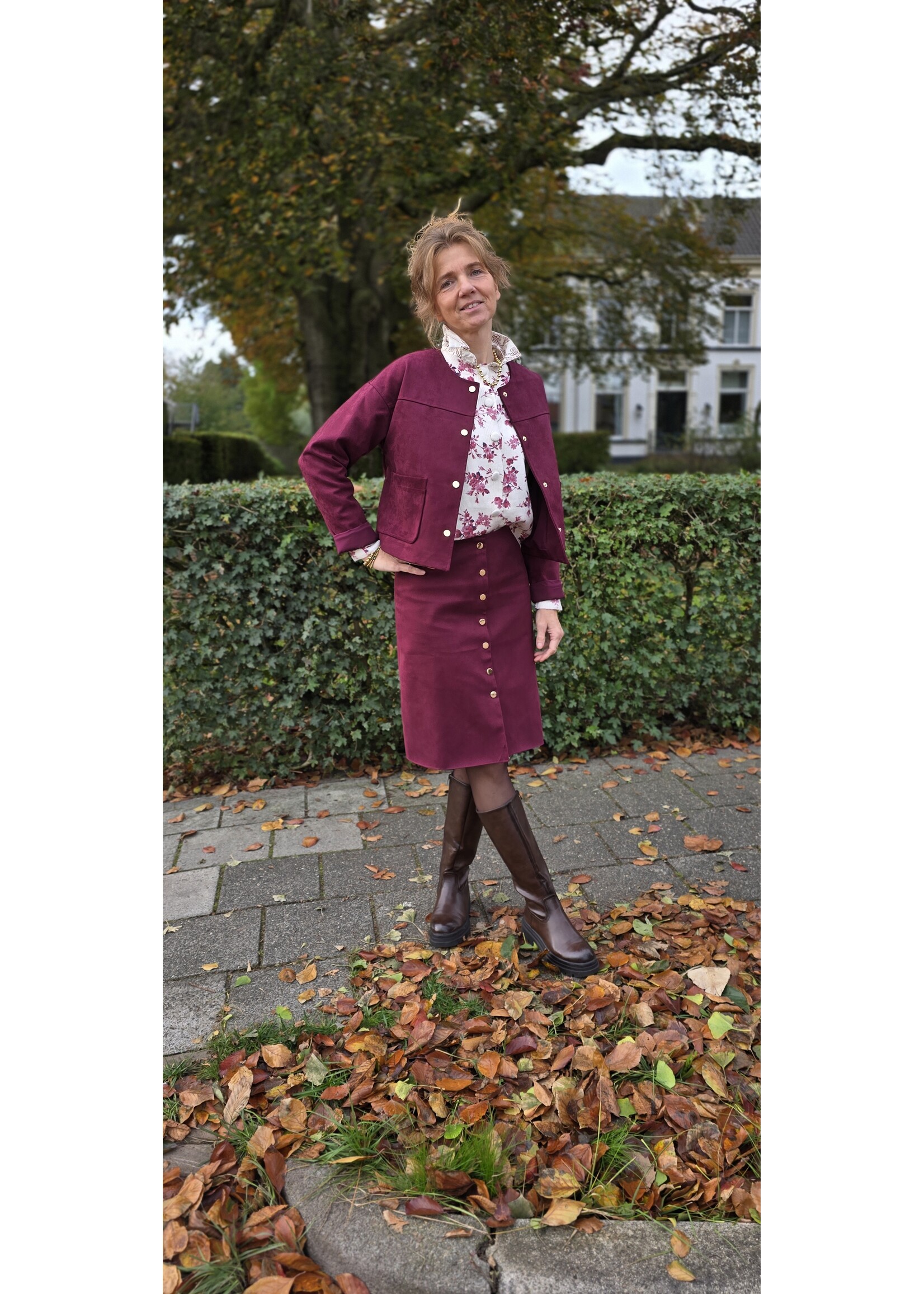 Suédine rok twee kleuren