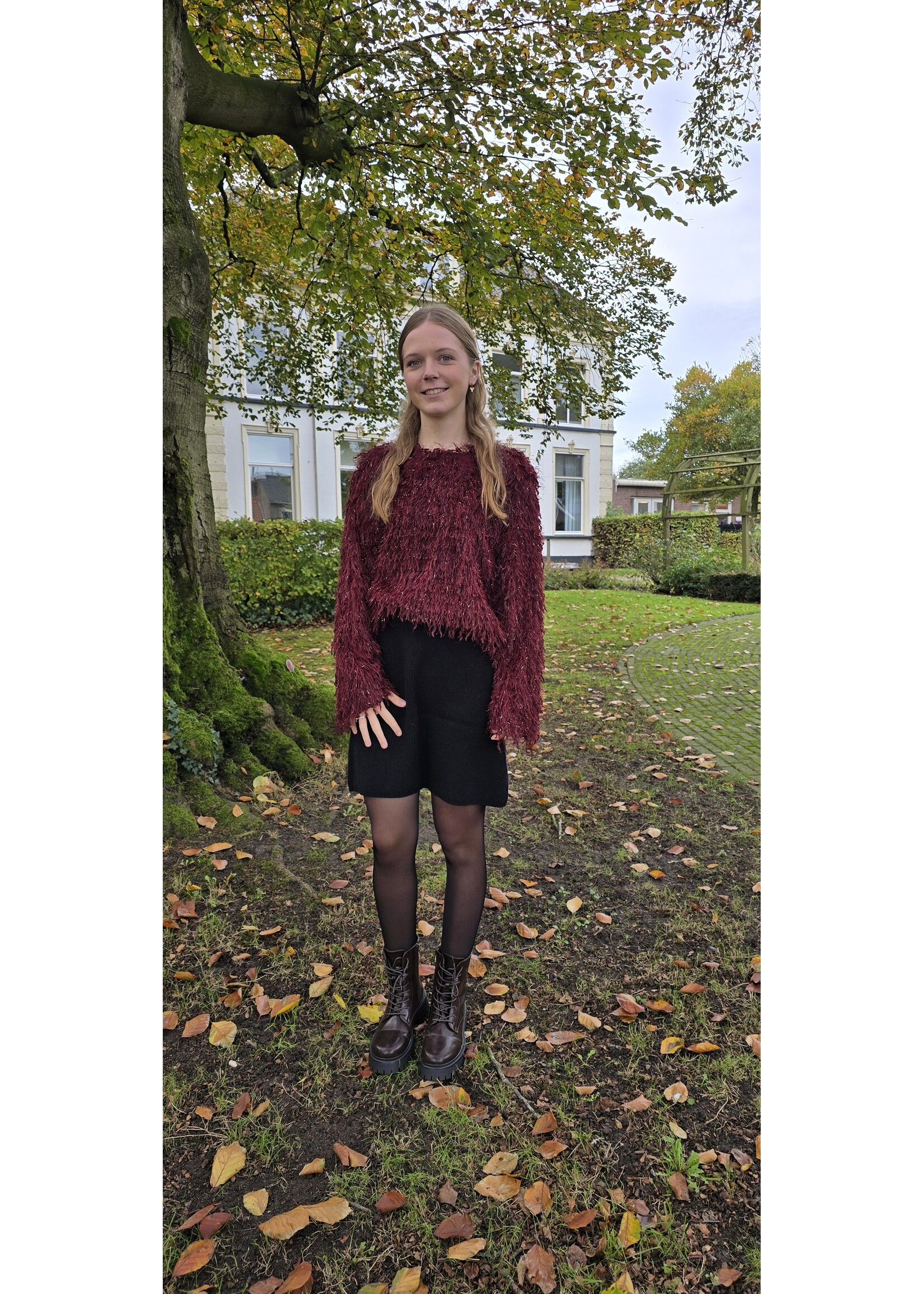 Franje top lange mouw