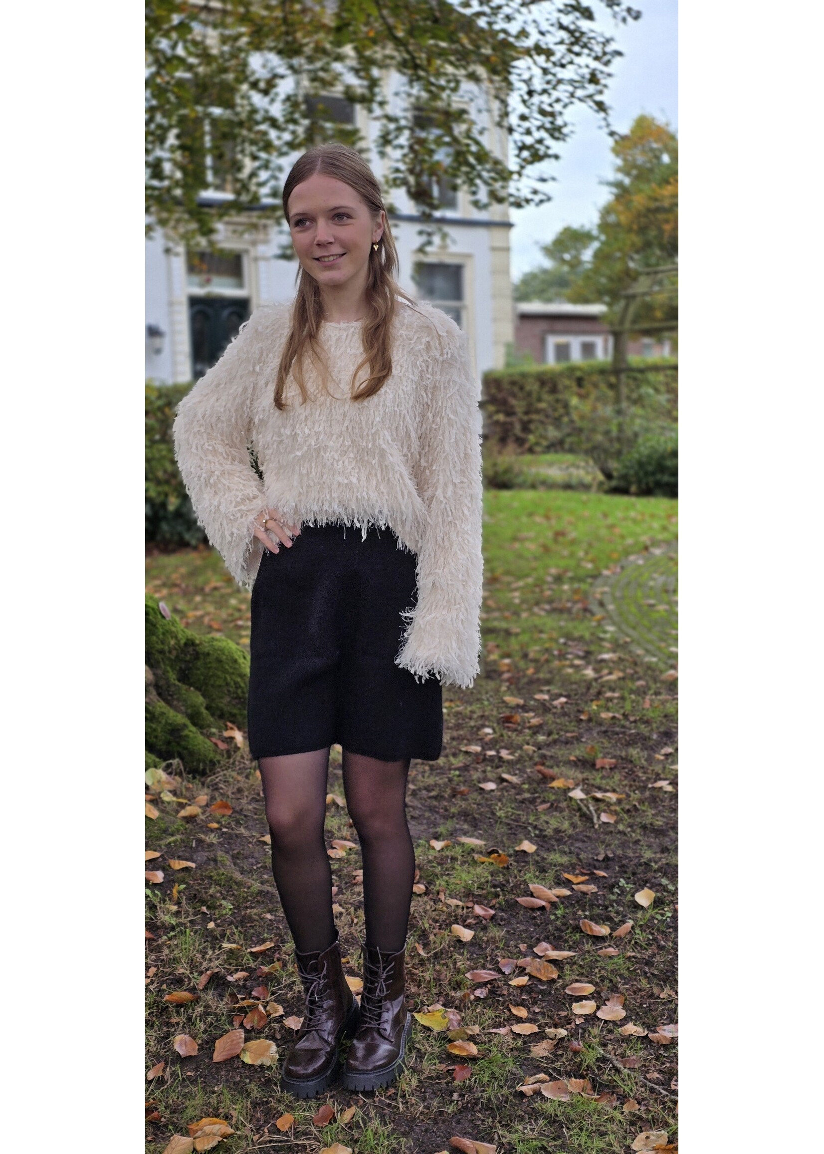 Franje top lange mouw