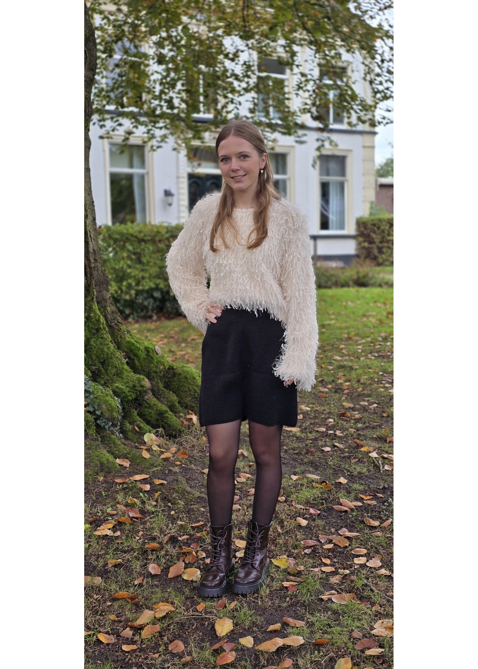 Franje top lange mouw