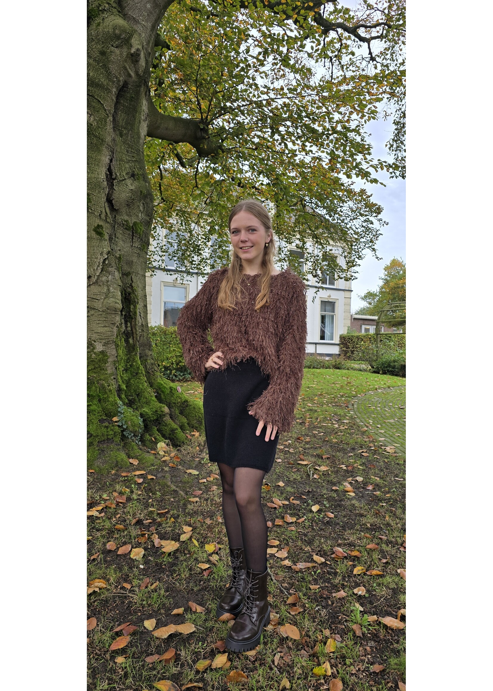 Franje top lange mouw