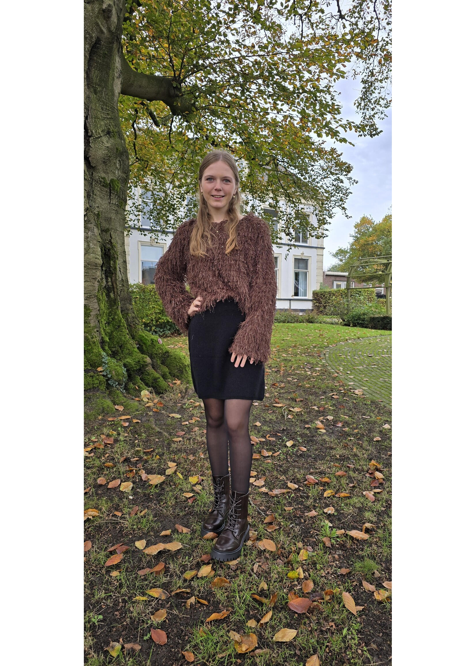 Franje top lange mouw