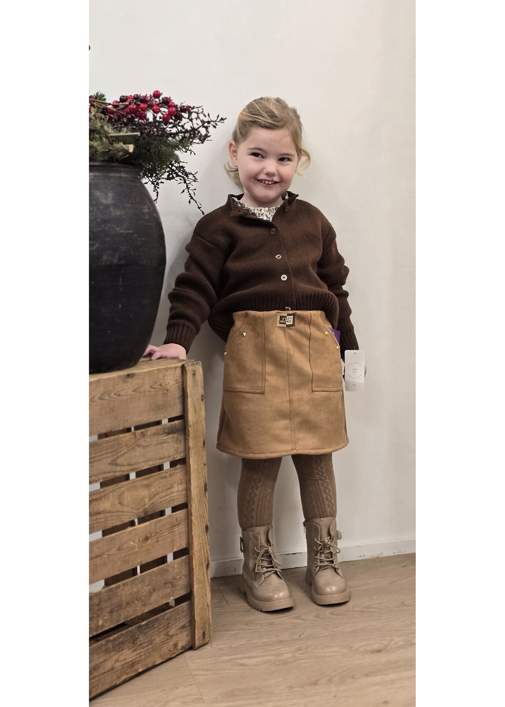 Bruin gebreid vestje