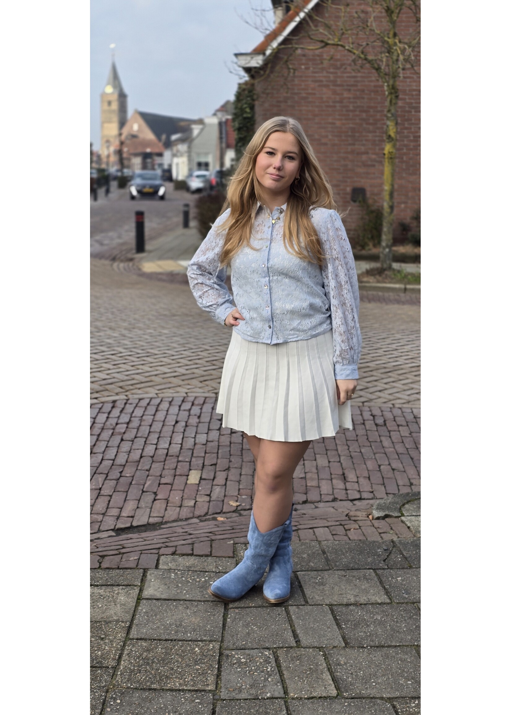 Kanten blouse twee kleuren