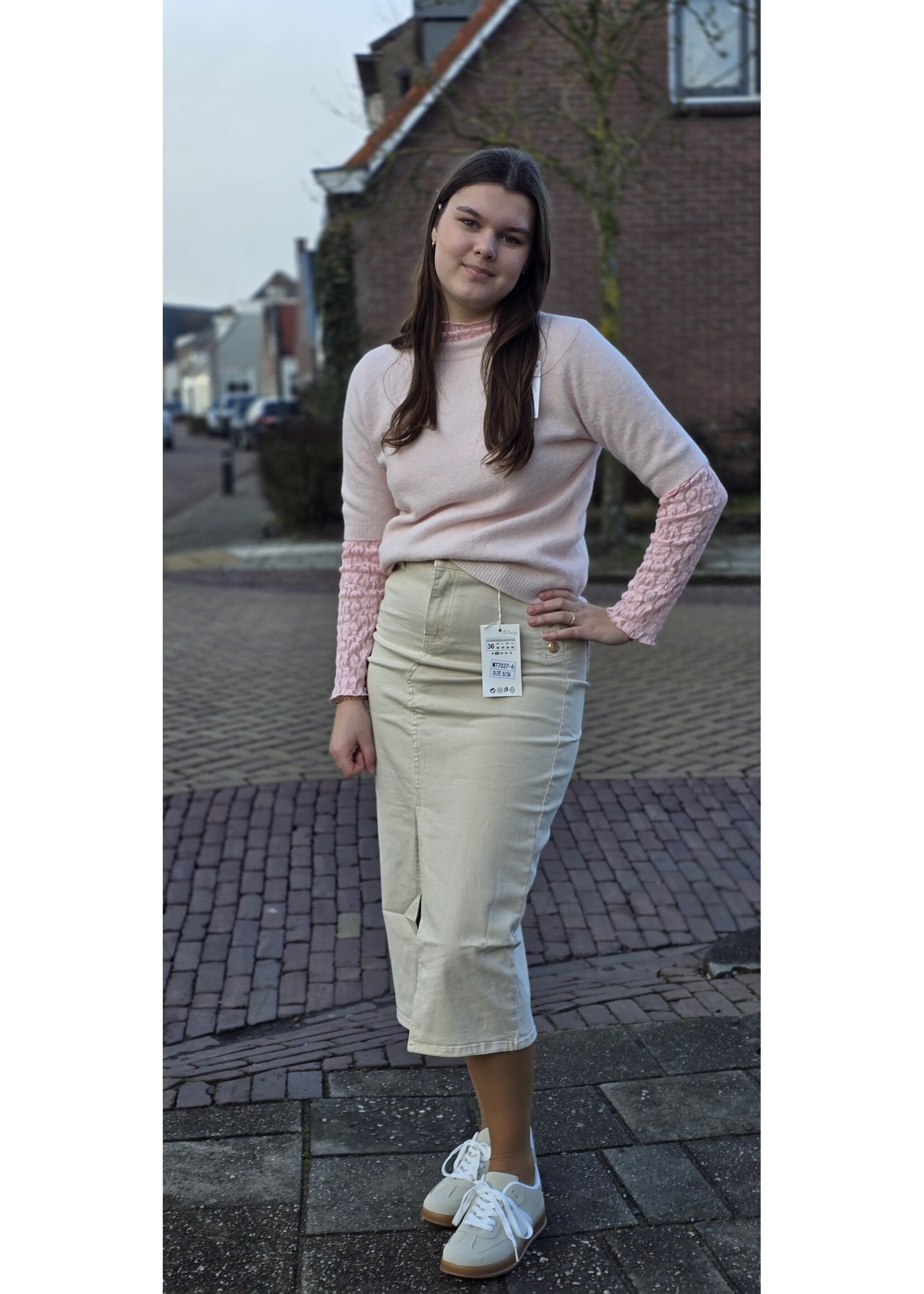 Beige jeans rok