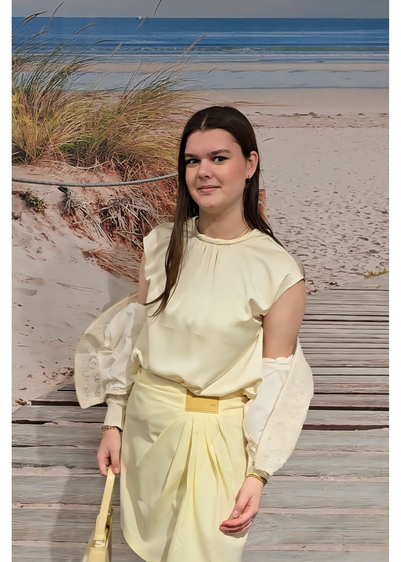 Satijnen top twee kleuren