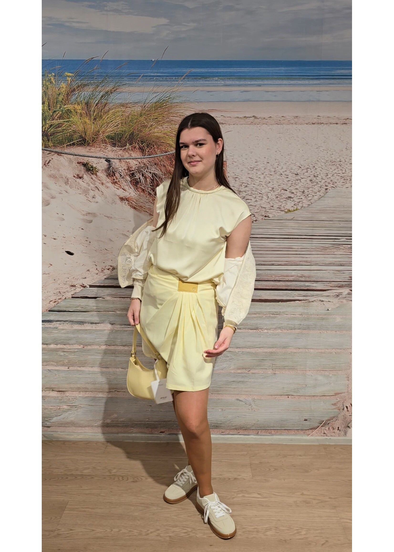 Satijnen top twee kleuren