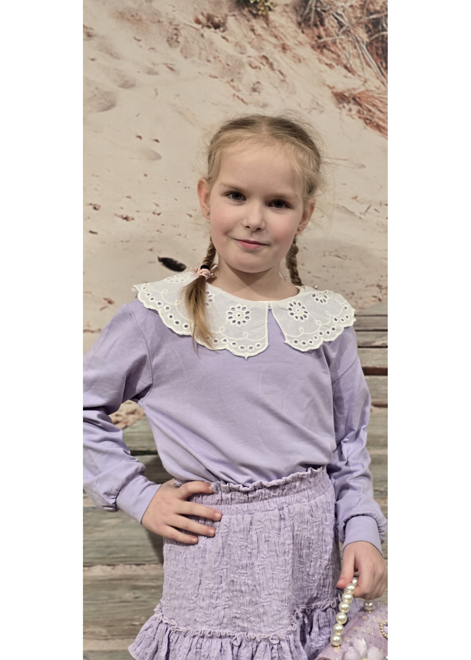 Lila sweater met kraag