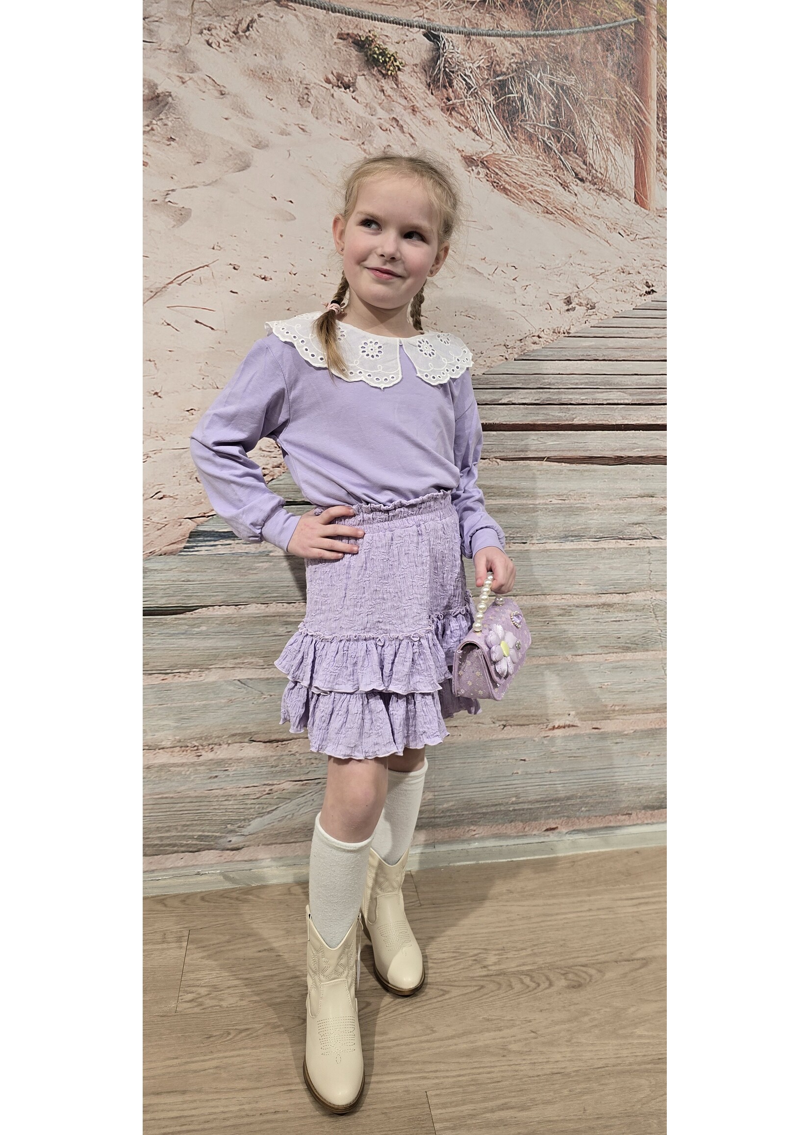 Lila sweater met kraag