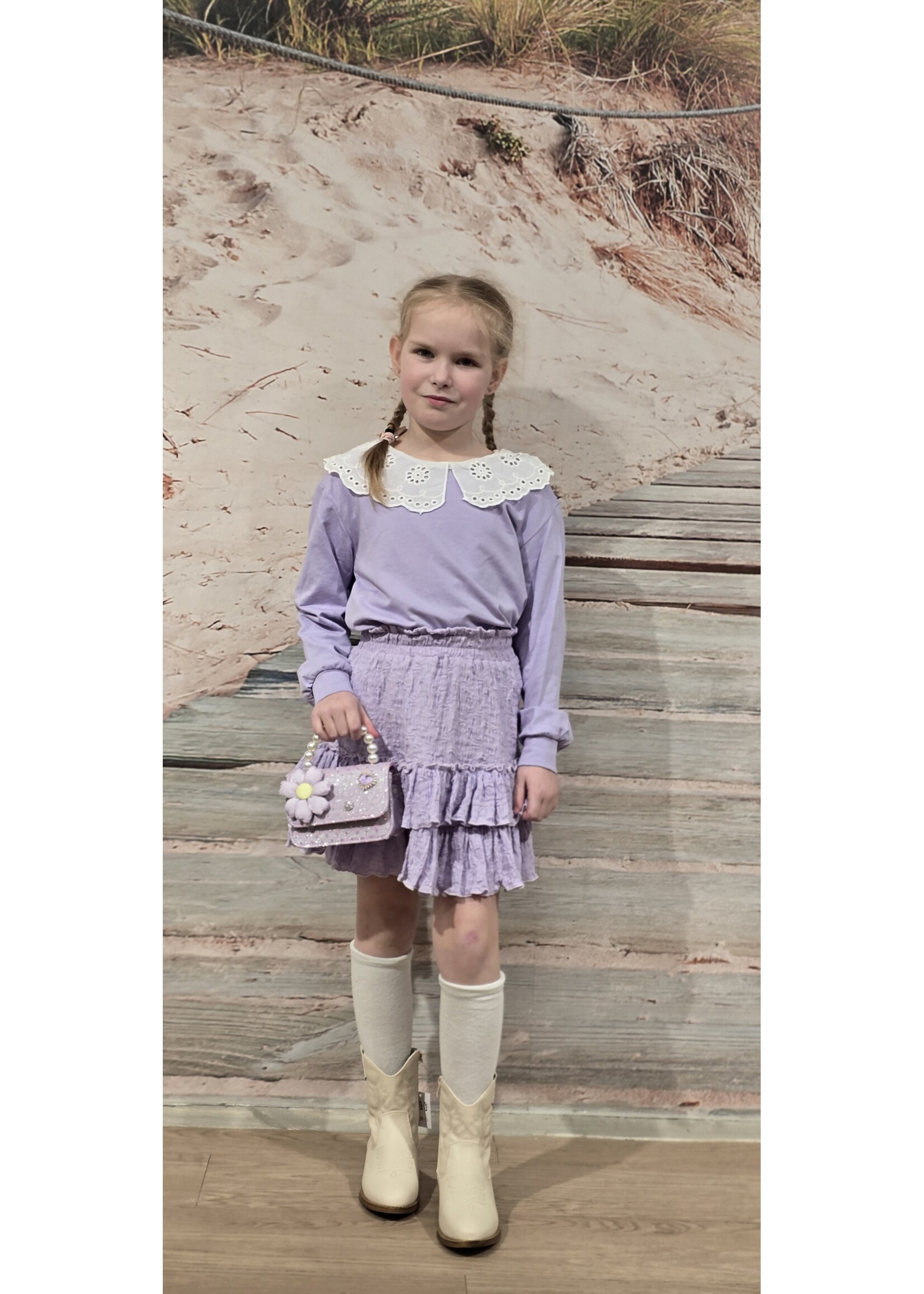 Lila sweater met kraag